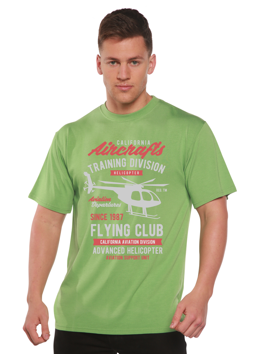 Camiseta gráfica de manga corta de bambú/algodón orgánico para hombre California Aircraft