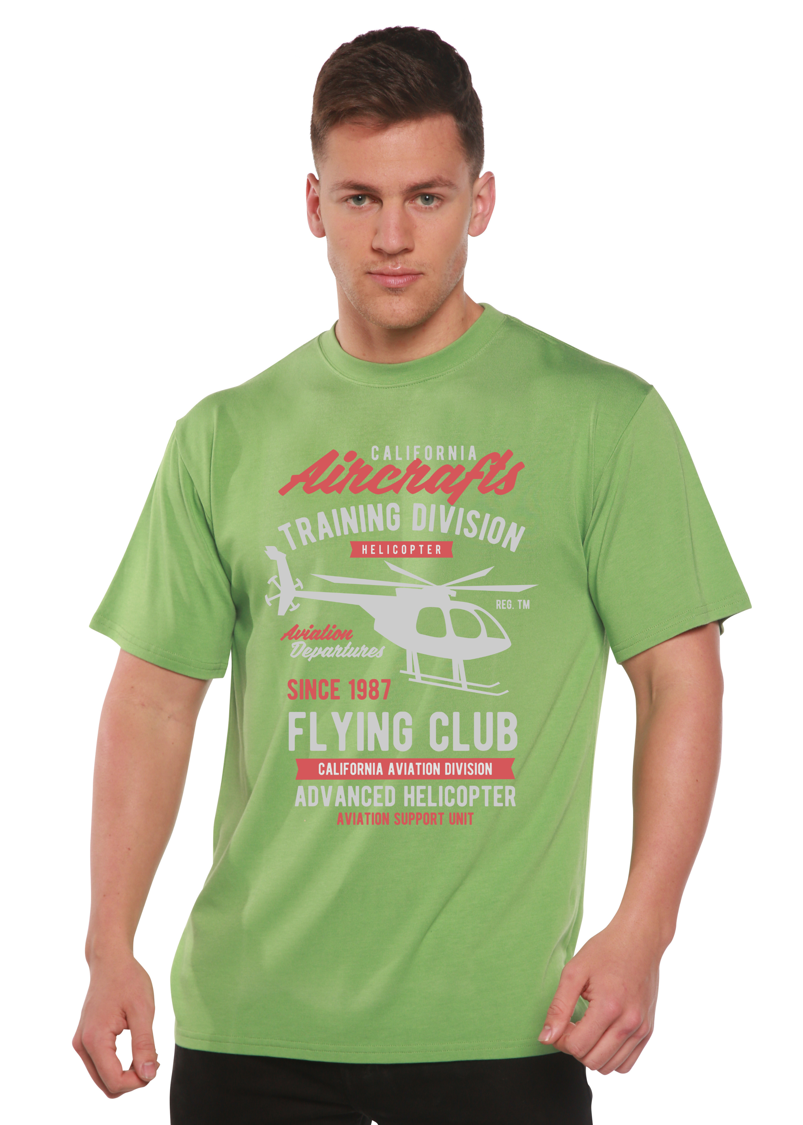 Camiseta gráfica de manga corta de bambú/algodón orgánico para hombre California Aircraft