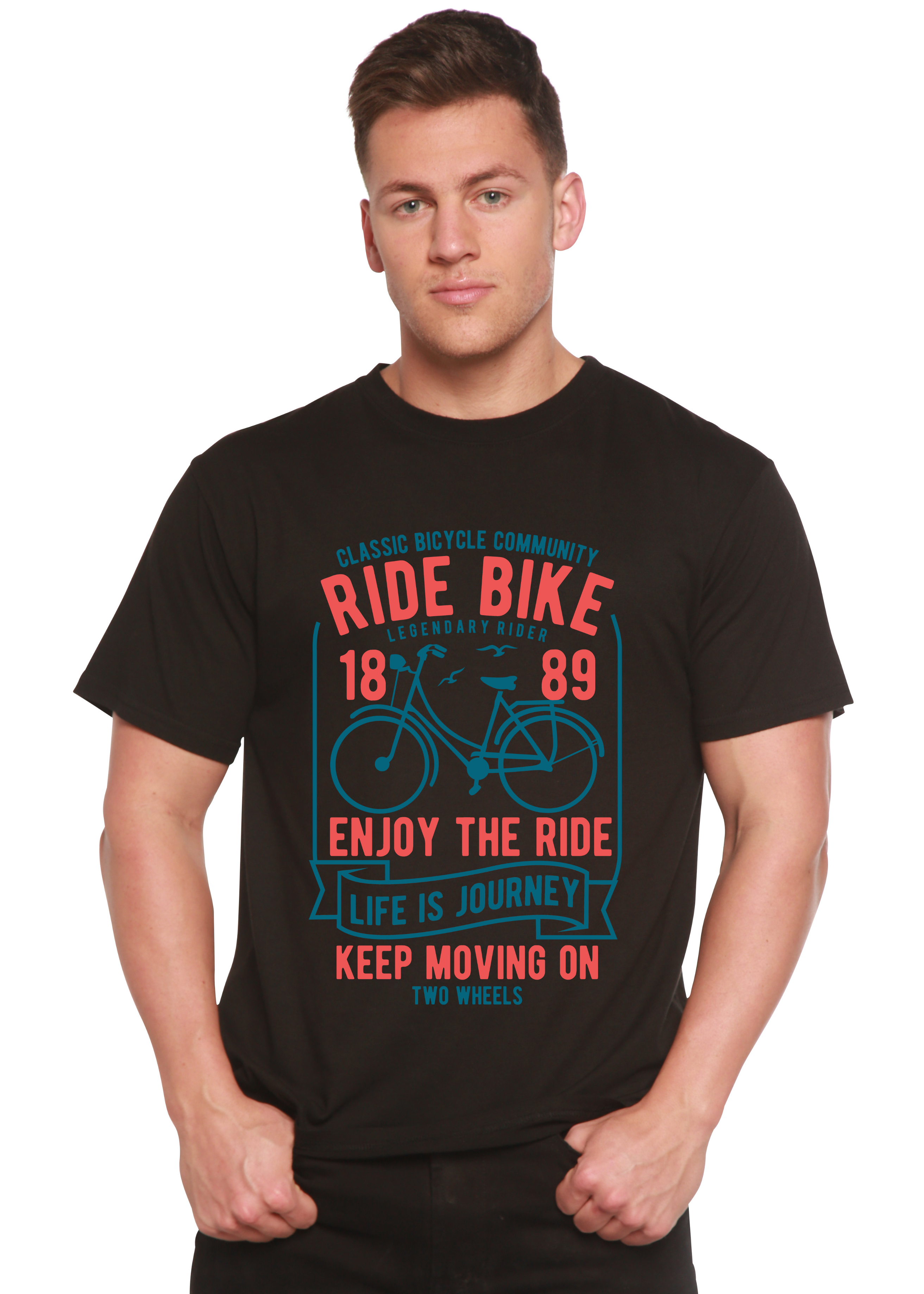 Camiseta gráfica de manga corta Ride Bike Spun Bamboo® de viscosa de bambú y algodón orgánico para hombre
