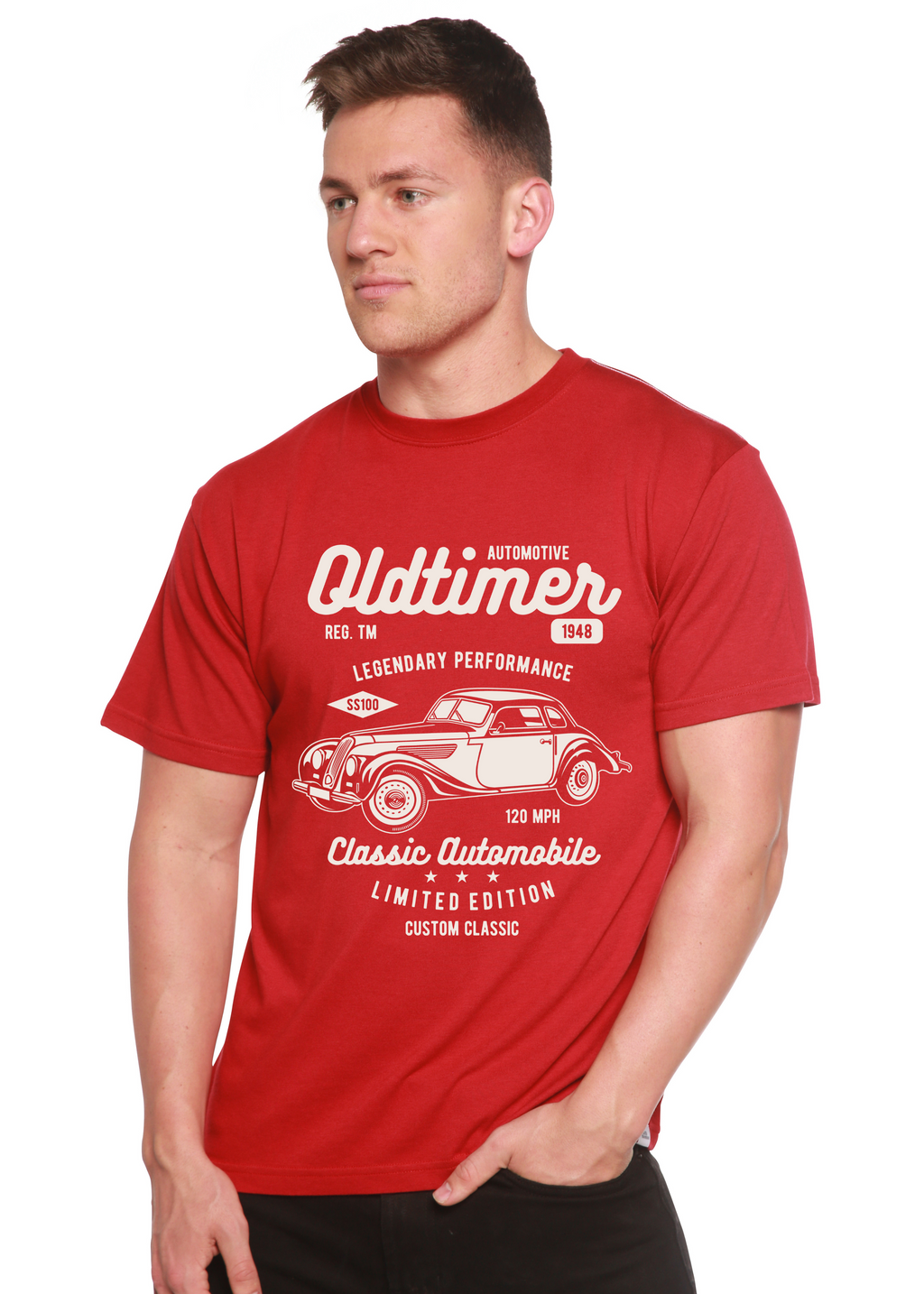 Camiseta gráfica de manga corta de viscosa de bambú/algodón orgánico Spun Bamboo® para hombre Oldtimer