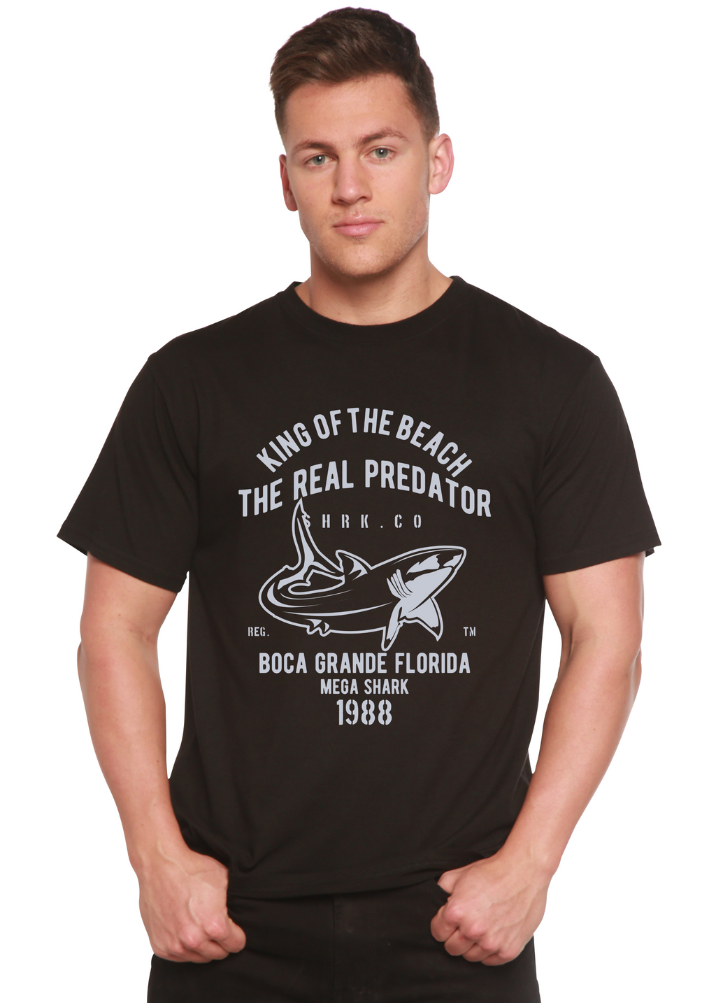 Camiseta gráfica de manga corta de viscosa de bambú/algodón orgánico Shark Real Spun Bamboo® para hombre