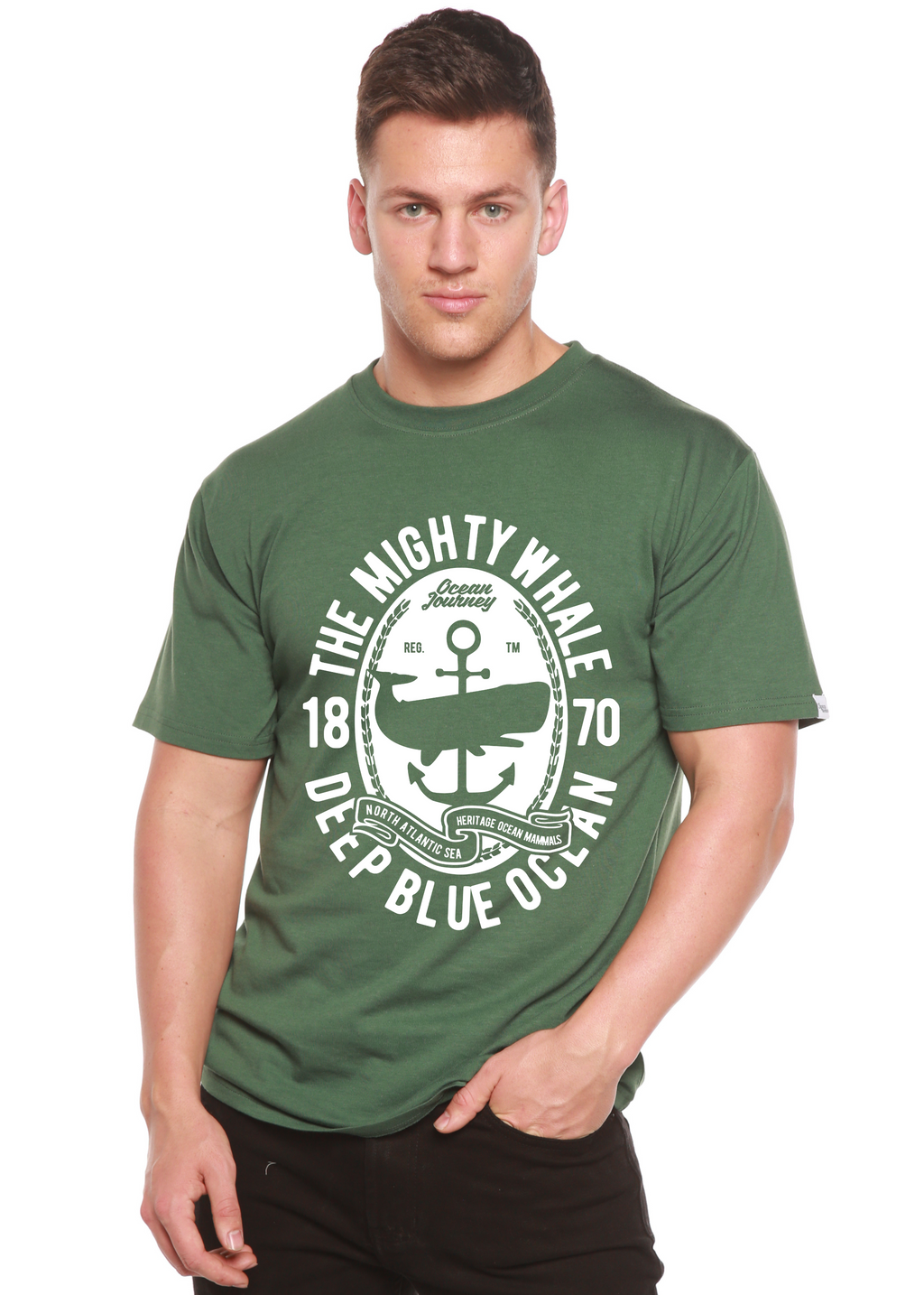 Camiseta Gráfica de Manga Corta de Viscosa de Bambú/Algodón Orgánico Spun Bamboo® para Hombre