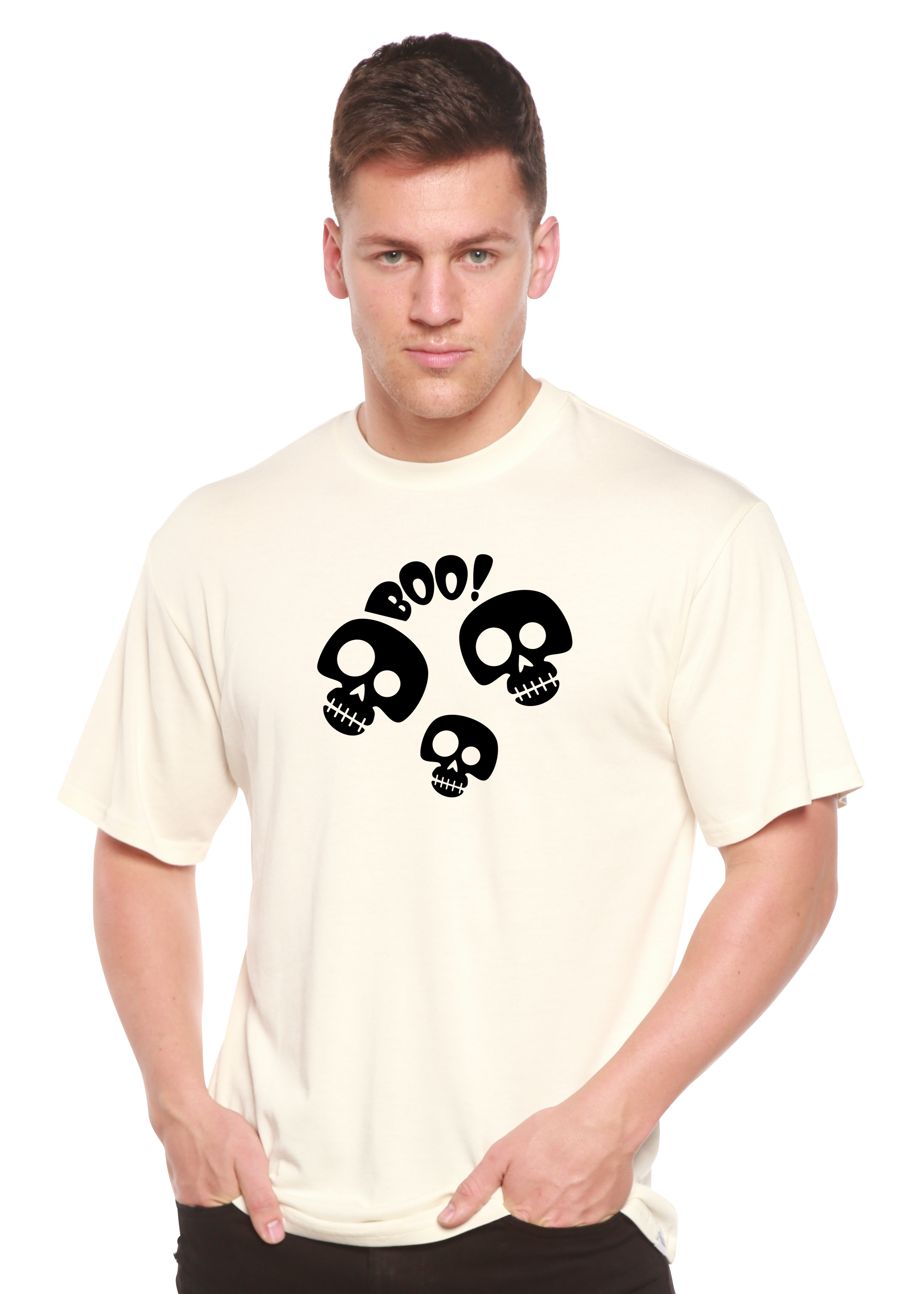 Camiseta gráfica de manga corta de bambú/algodón orgánico unisex "Halloween Boo"