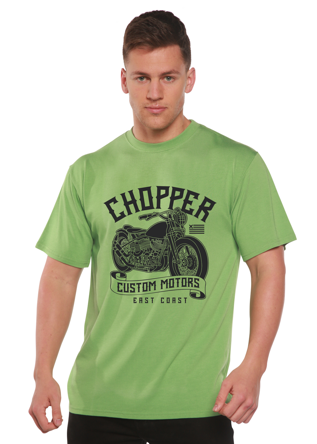 Camiseta Gráfica de Manga Corta para Hombre de Viscosa de Bambú/Algodón Orgánico Chopper Custom Motors