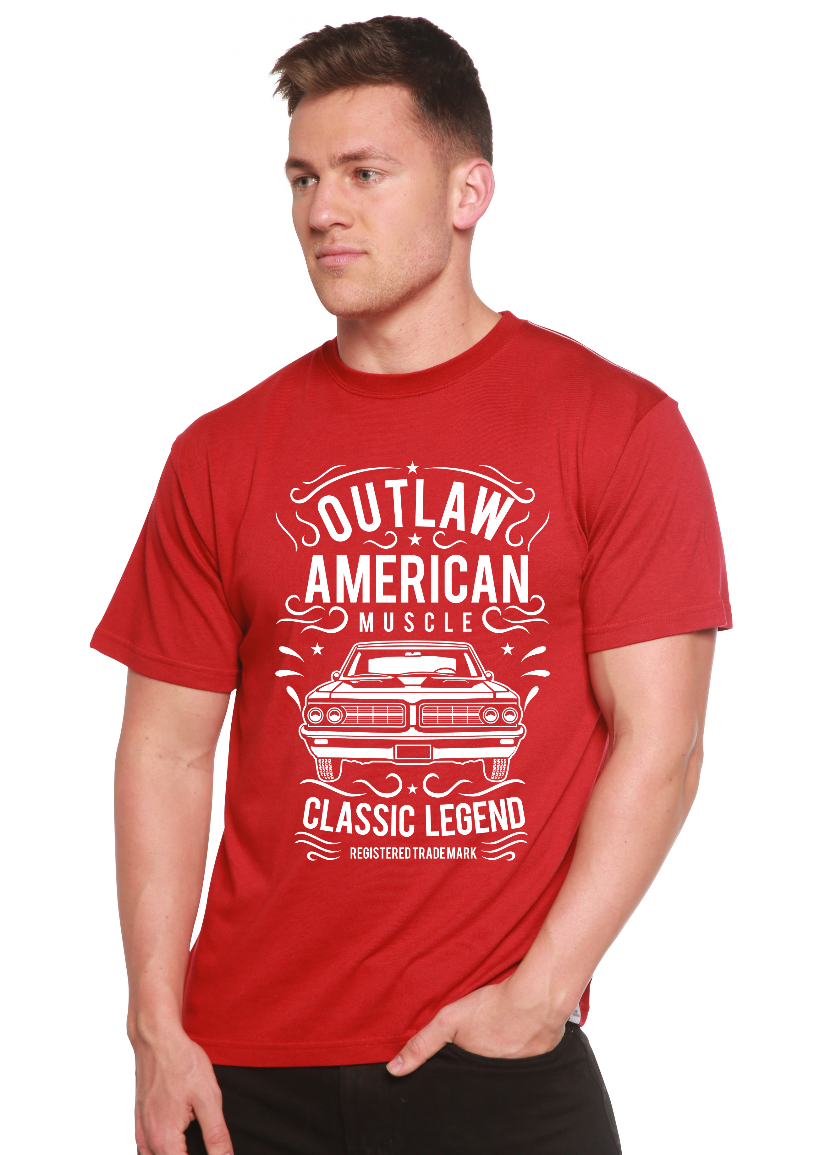 Outlaw American Muscle Spun Bamboo® Camiseta Gráfica de Manga Corta de Bambú Viscosa/Algodón Orgánico para Hombre