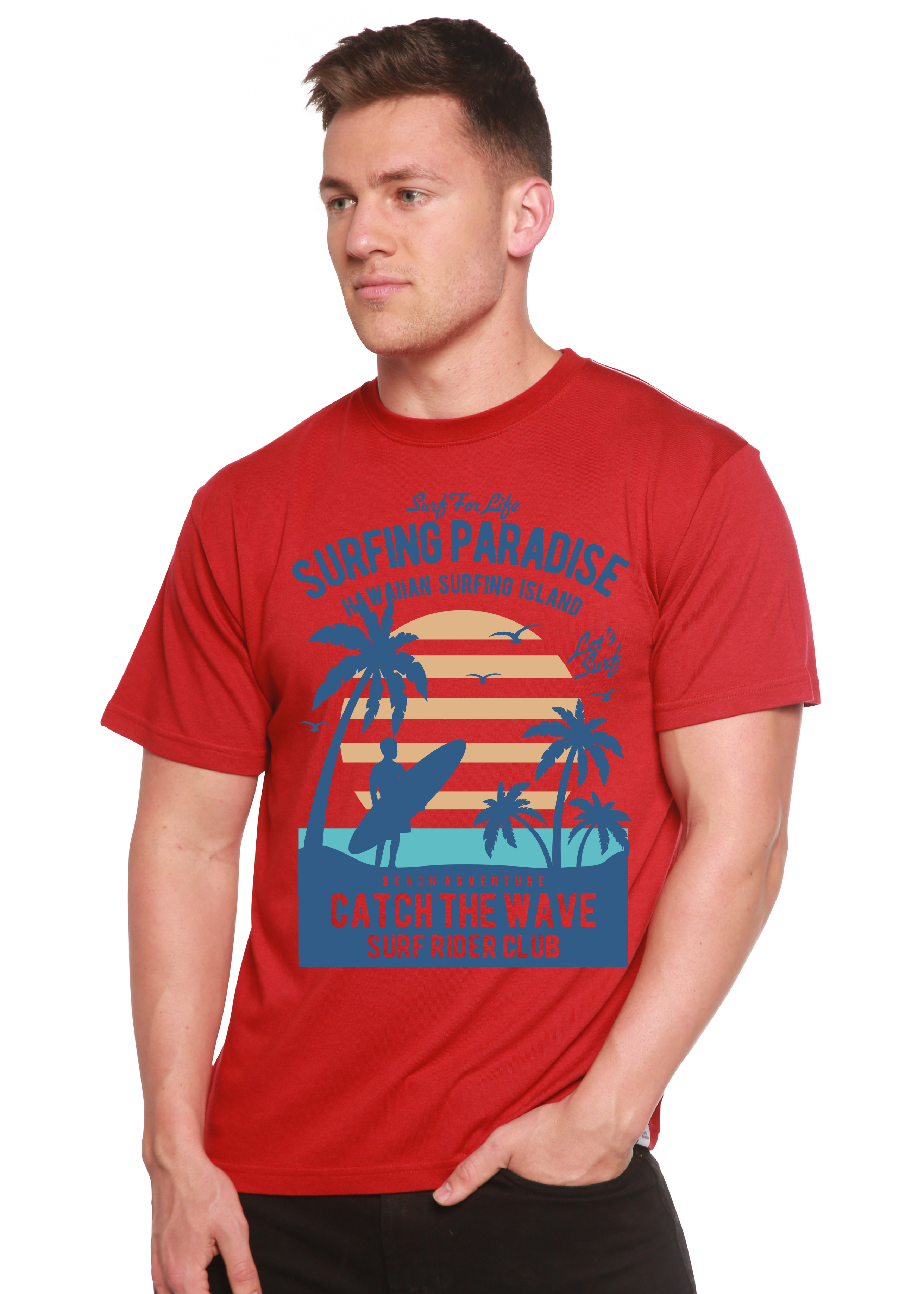 Camiseta gráfica de manga corta de bambú/algodón orgánico Surfing Paradis Spun Bamboo® para hombre