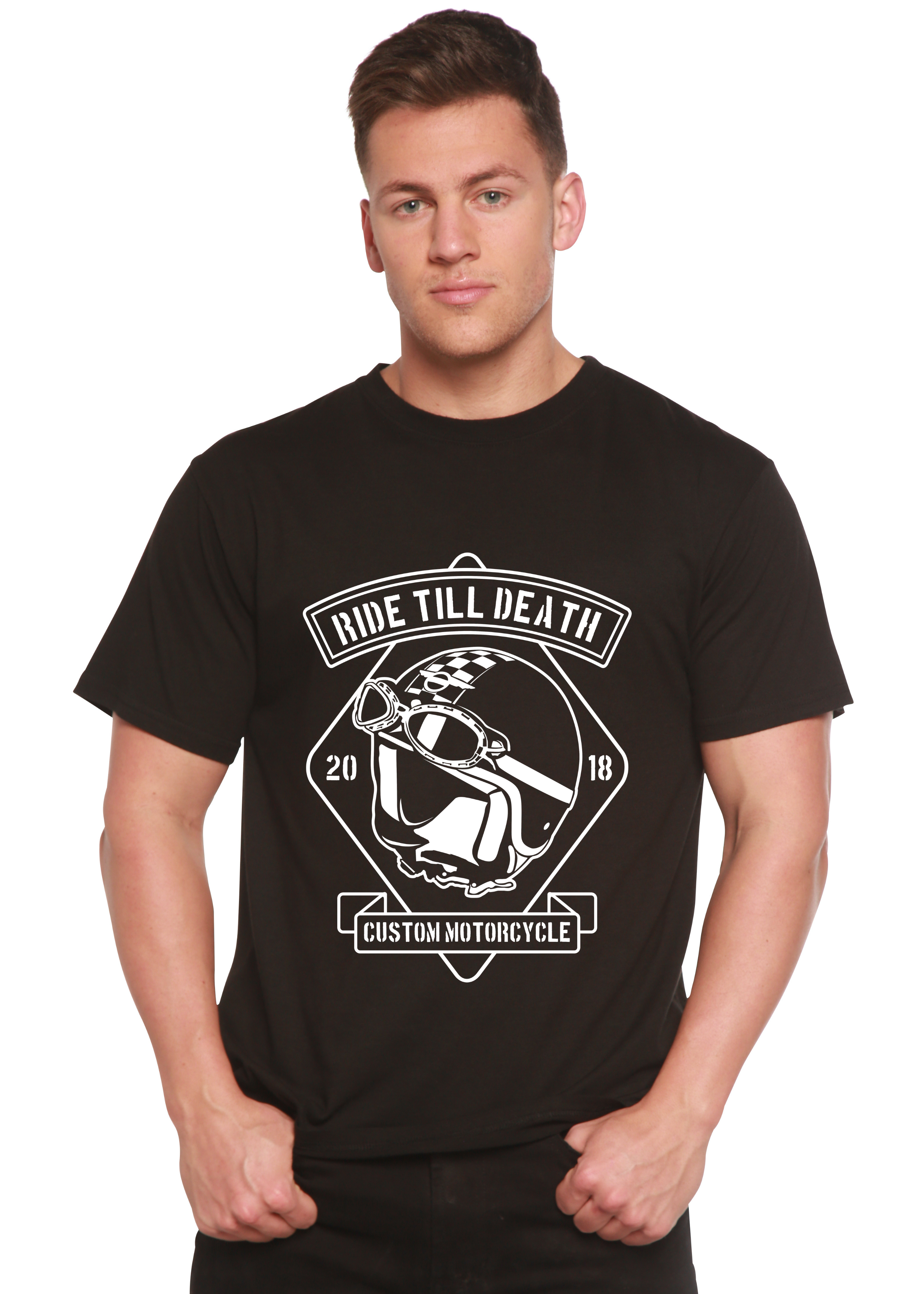 Camiseta gráfica de manga corta de viscosa de bambú y algodón orgánico para hombre Ride Till Death Spun Bamboo®
