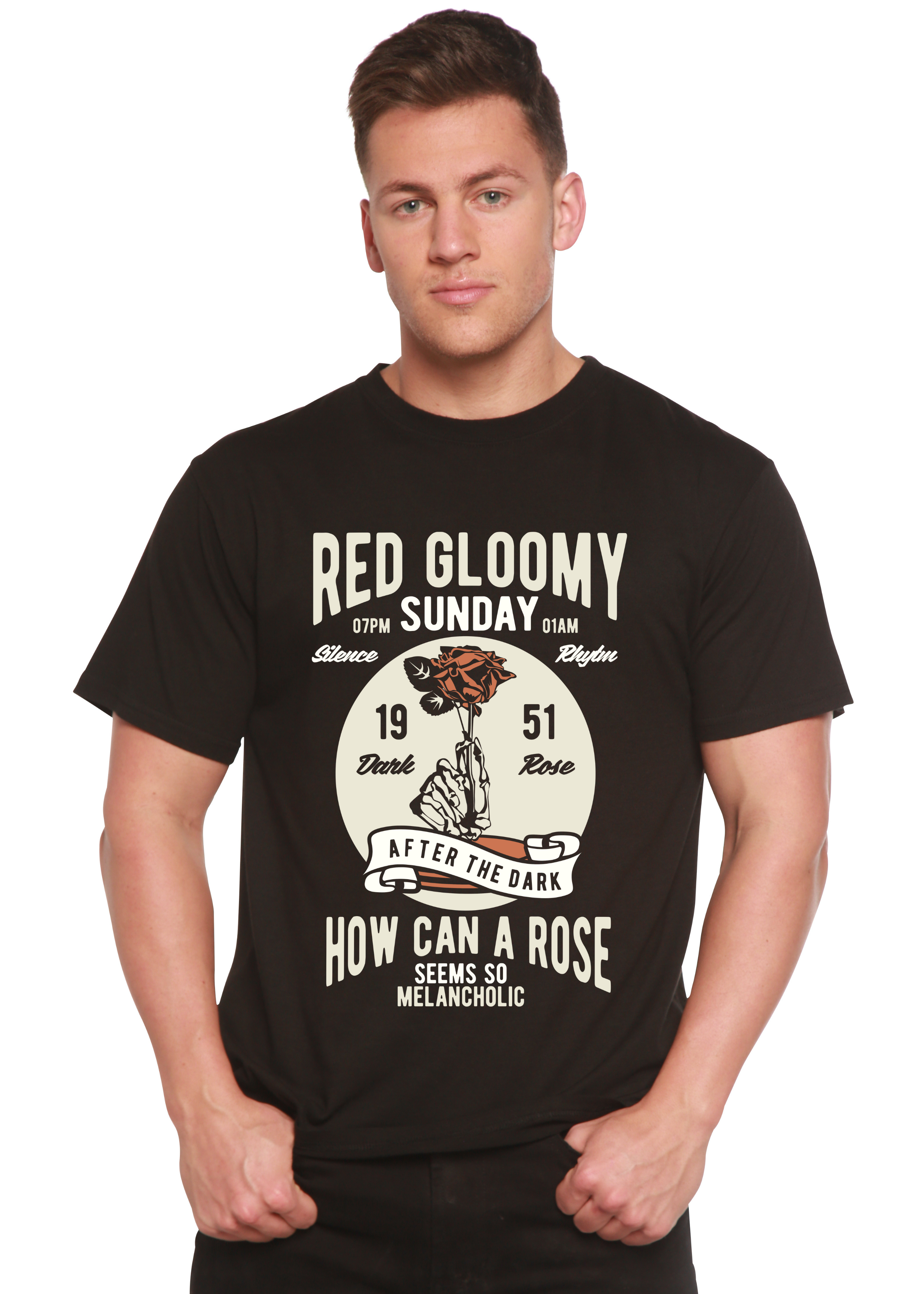 Camiseta gráfica de manga corta de viscosa de bambú/algodón orgánico para hombre Red Gloomy Spun Bamboo®