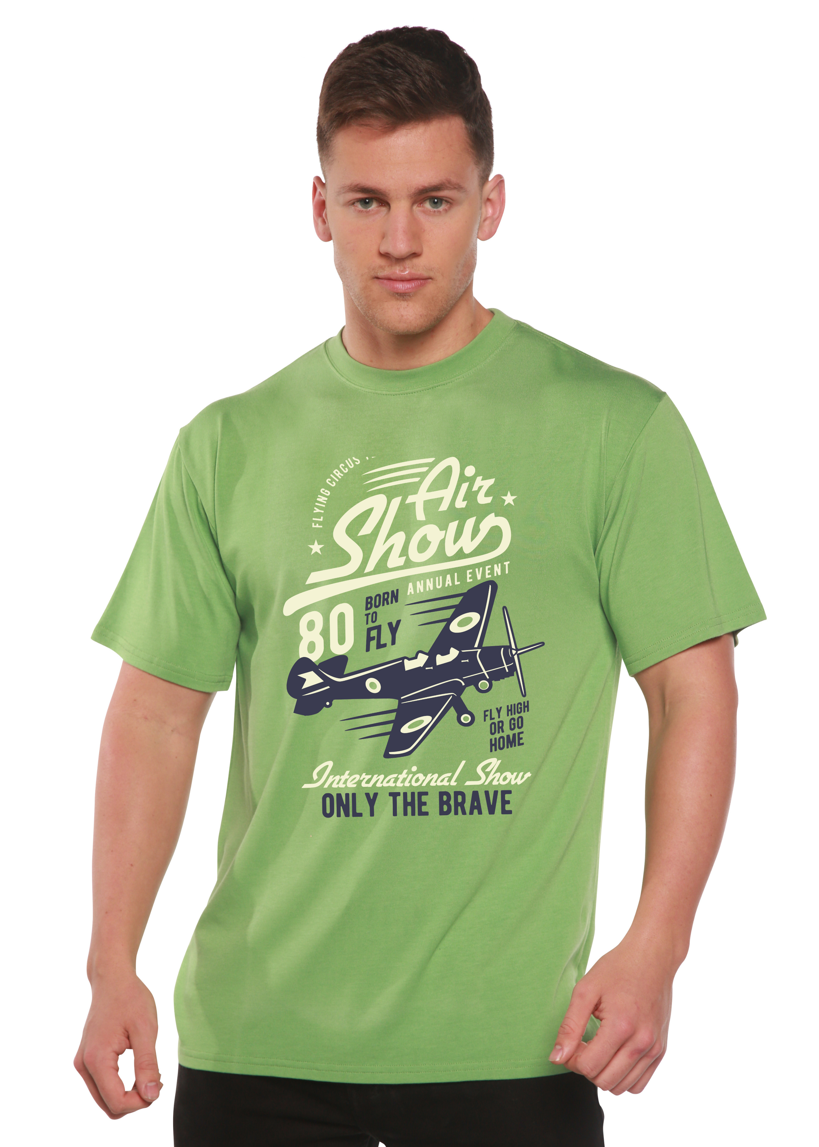 Camiseta Gráfica de Manga Corta de Viscosa de Bambú/Algodón Orgánico "Air Show" para Hombre