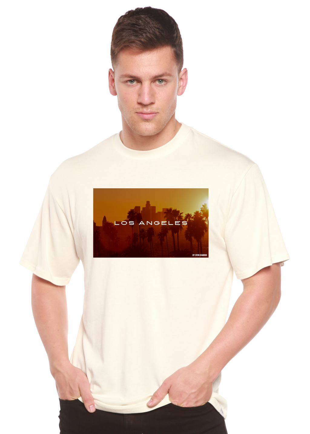 Camiseta gráfica unisex de manga corta Los Angeles de viscosa de bambú/algodón orgánico