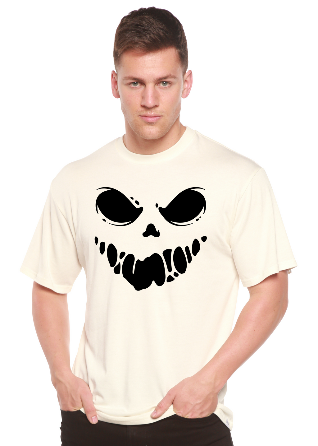 Camiseta gráfica de manga corta de bambú-viscosa/algodón orgánico para hombre "Halloween Boo"