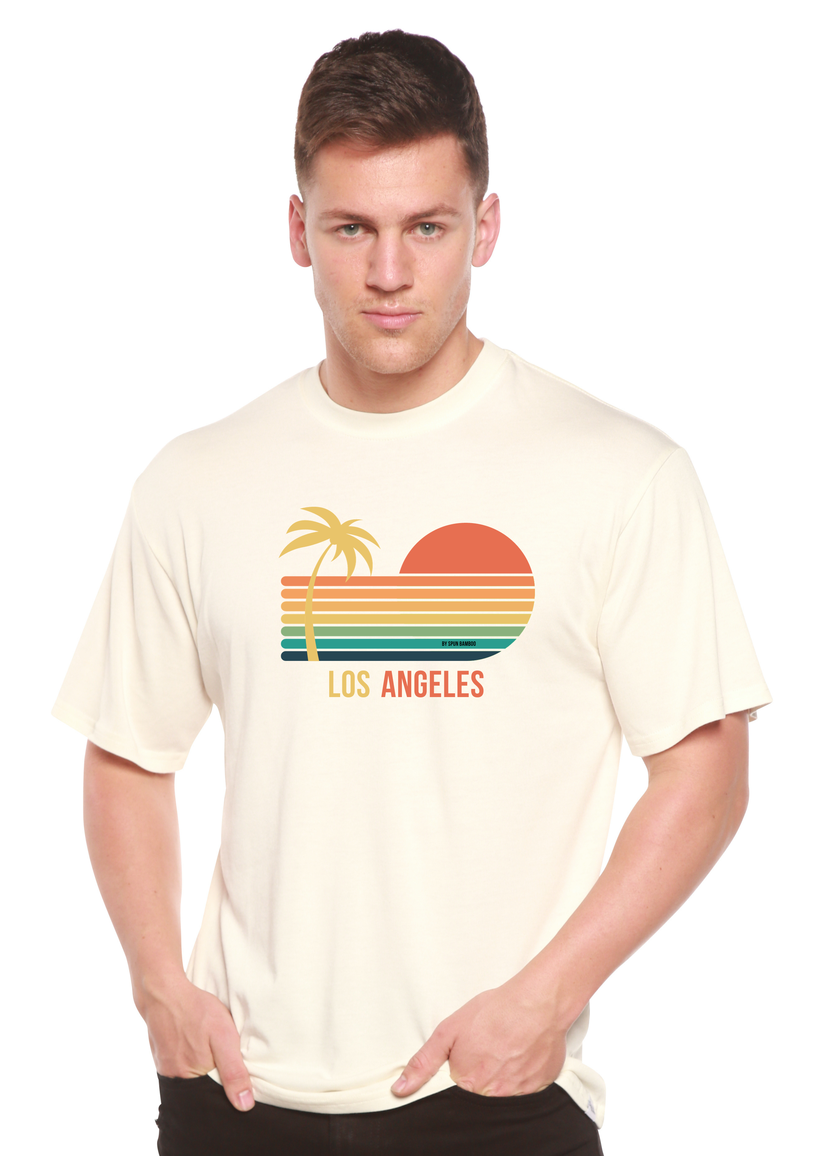 Camiseta gráfica unisex de manga corta Los Angeles de viscosa de bambú/algodón orgánico