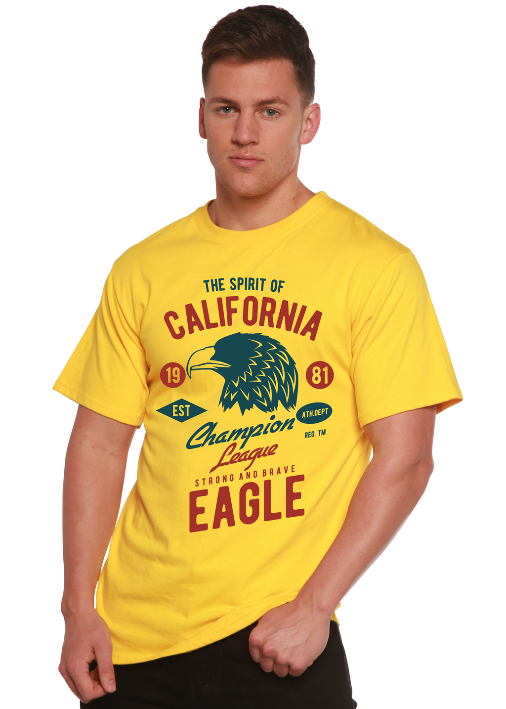 Camiseta gráfica de manga corta de viscosa de bambú y algodón orgánico para hombre The Spirit of Spun Bamboo®