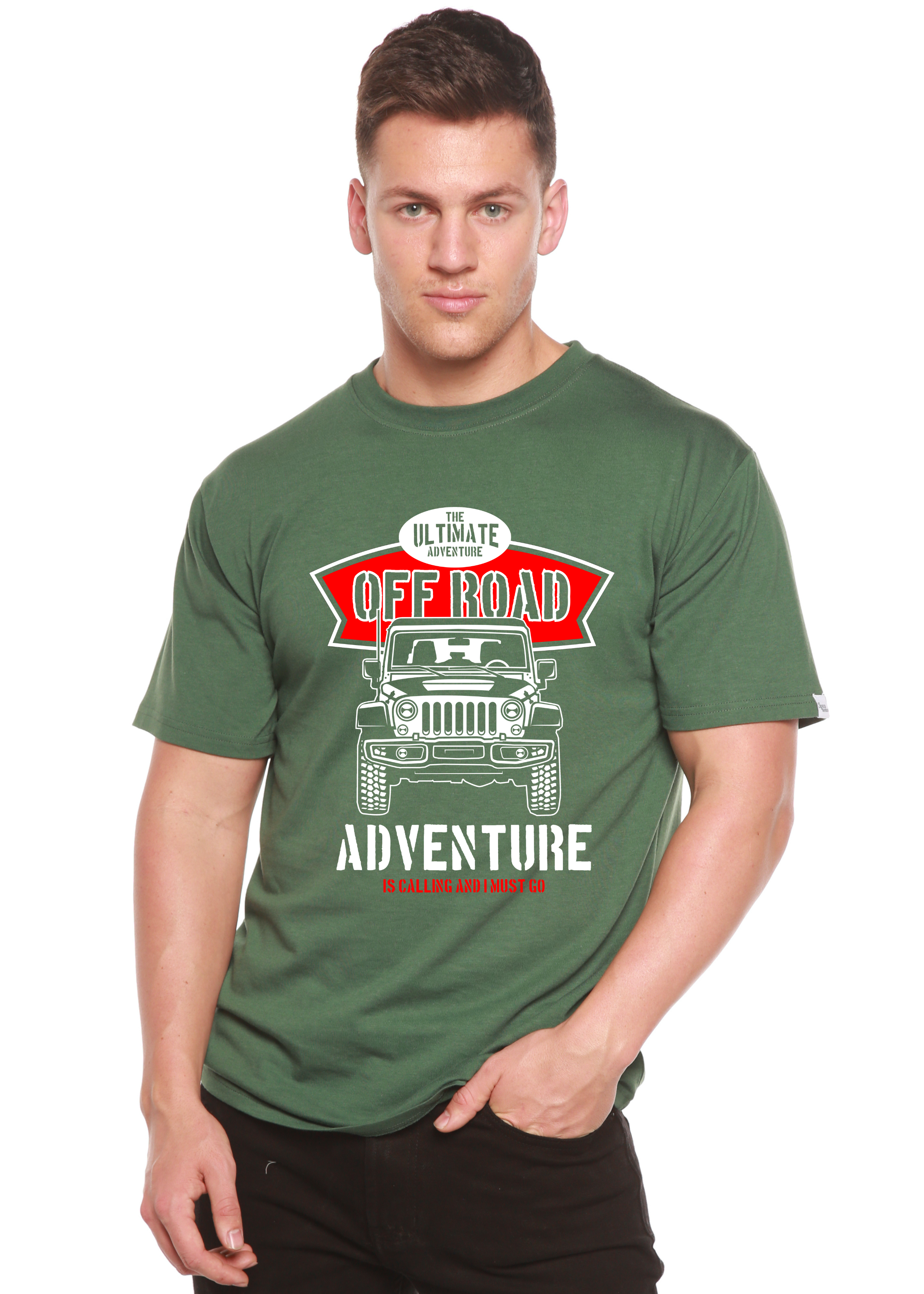 Camiseta gráfica de manga corta Off Road Spun Bamboo® de viscosa de bambú/algodón orgánico para hombre