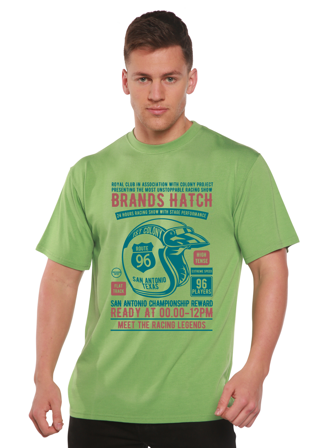 Camiseta gráfica de manga corta de bambú/algodón orgánico para hombre Brands Hatch