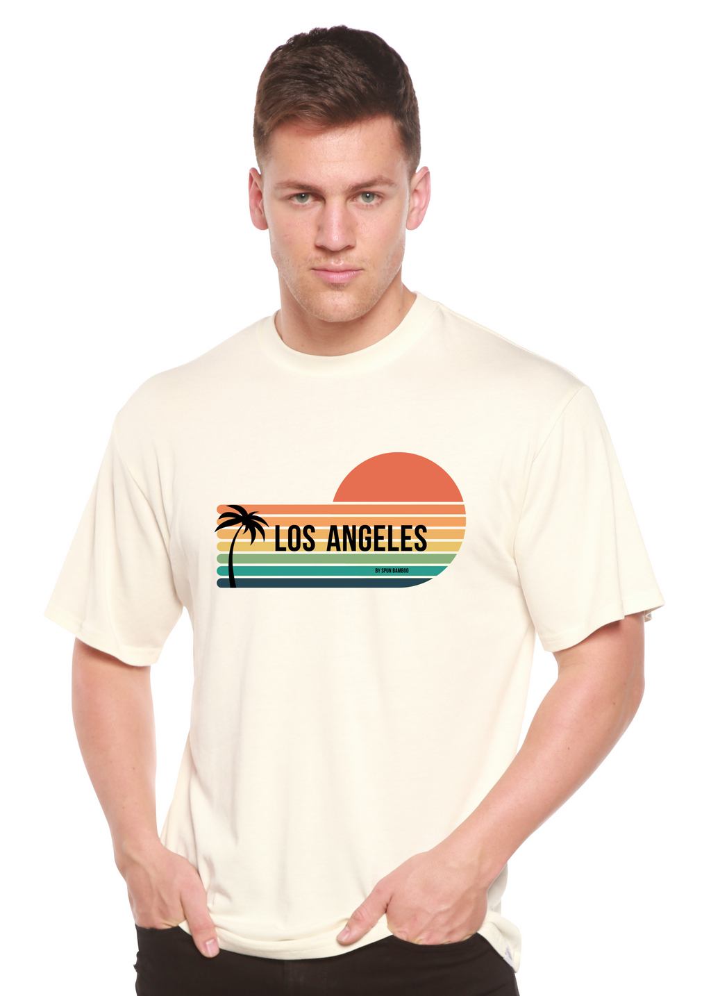 Camiseta gráfica de manga corta unisex de bambú viscosa/algodón orgánico Los Angeles Spun Bamboo