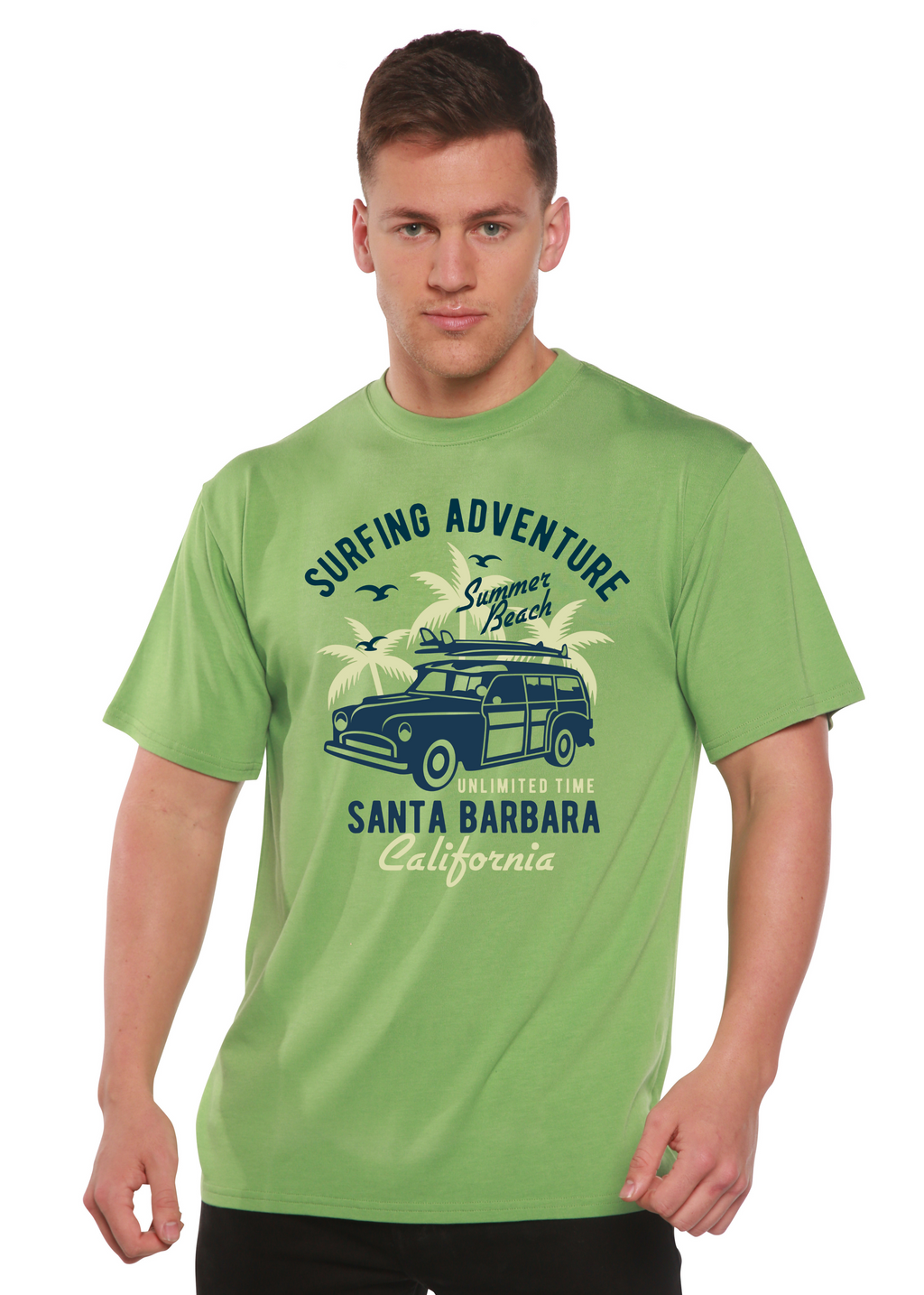 Aventura de surf Spun Bamboo® Camiseta gráfica de manga corta de viscosa de bambú/algodón orgánico para hombre