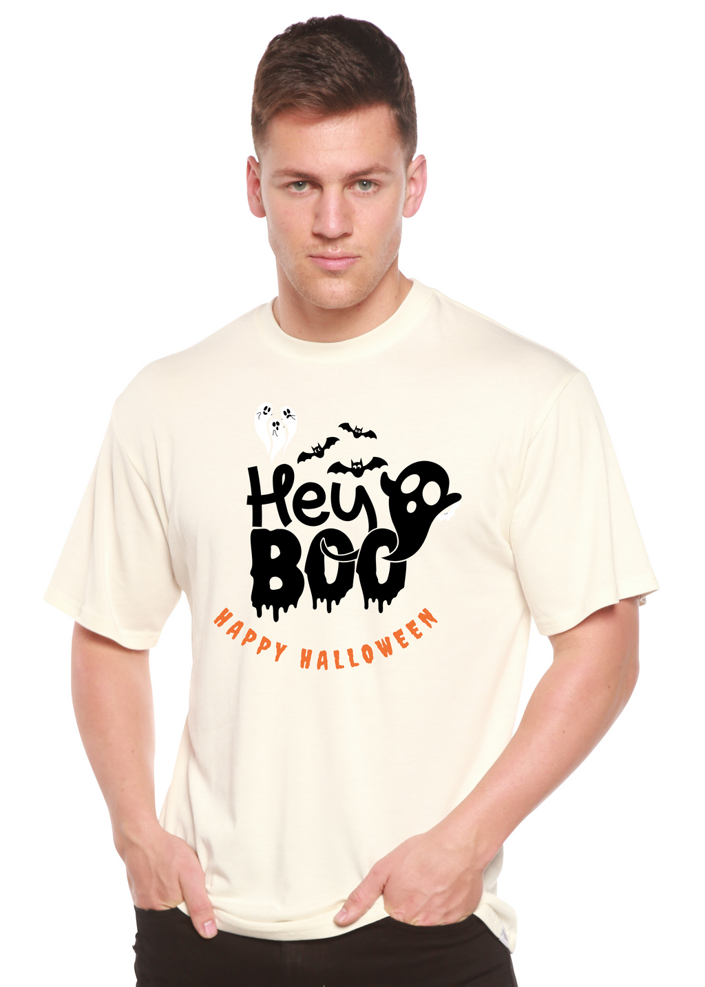 Camiseta gráfica de manga corta de bambú/algodón orgánico Hey Boo para hombre