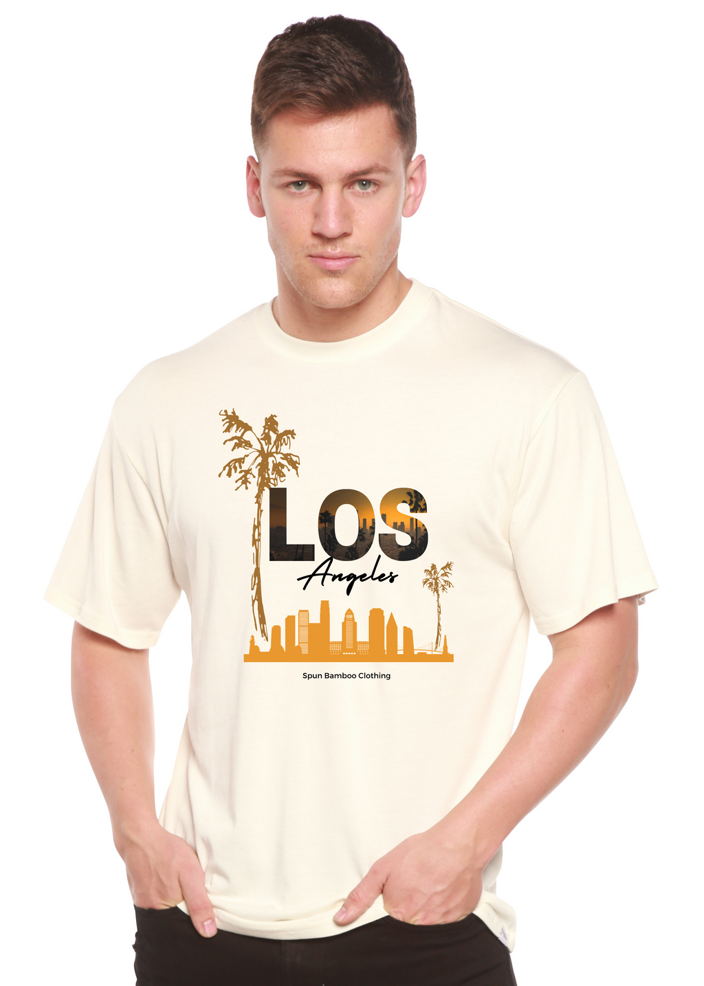 Camiseta gráfica de manga corta de viscosa de bambú/algodón orgánico unisex Los Angeles