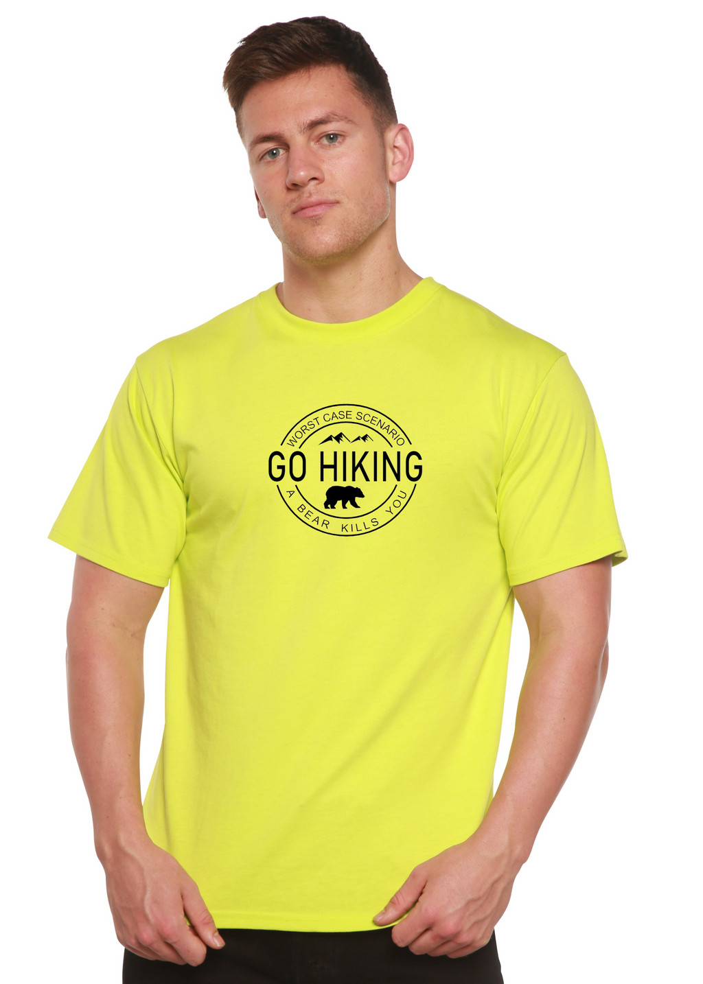 Camiseta Gráfica de Manga Corta de Bambú Viscosa/Algodón Orgánico Go Hiking para Hombre