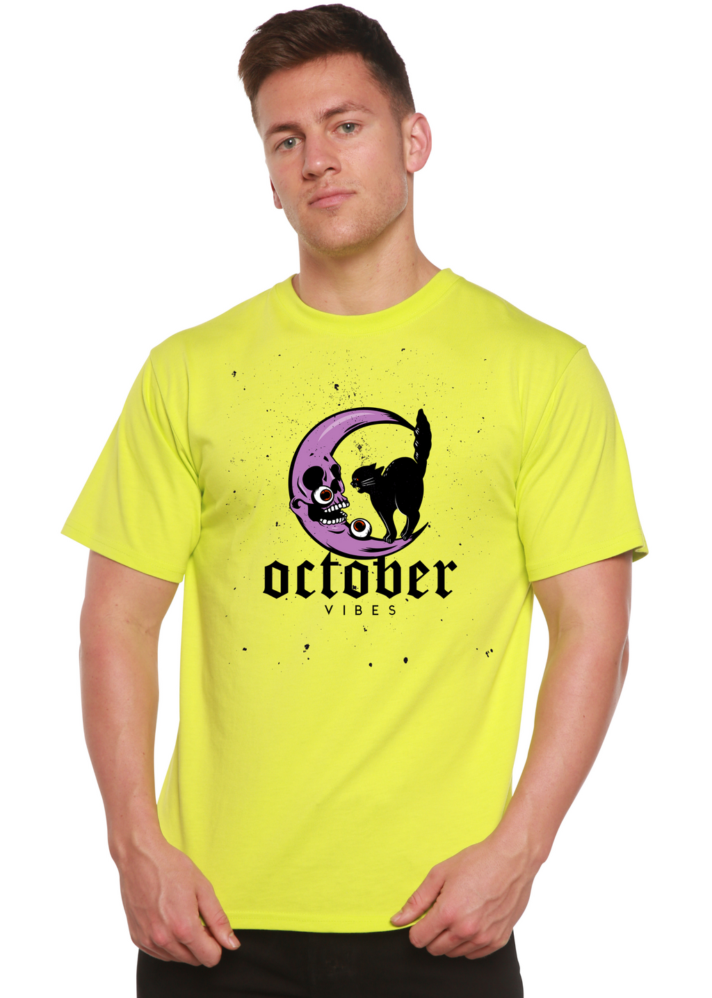 Camiseta gráfica de manga corta para hombre "October Vibes" de bambú-viscosa/algodón orgánico