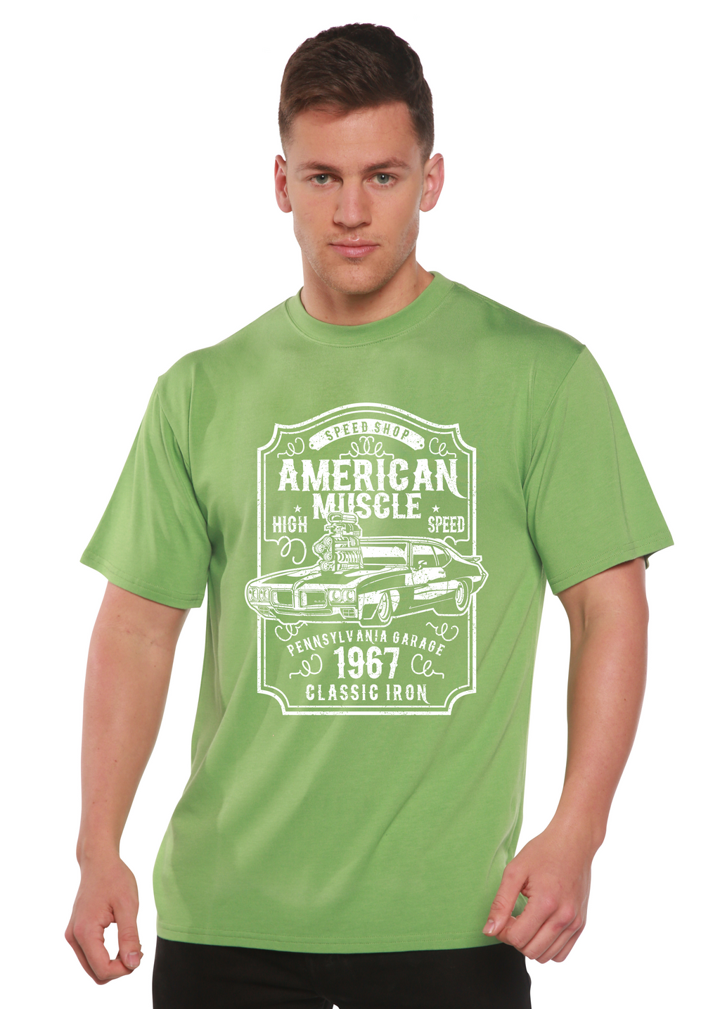 Camiseta gráfica de manga corta de bambú/algodón orgánico American Muscle para hombre