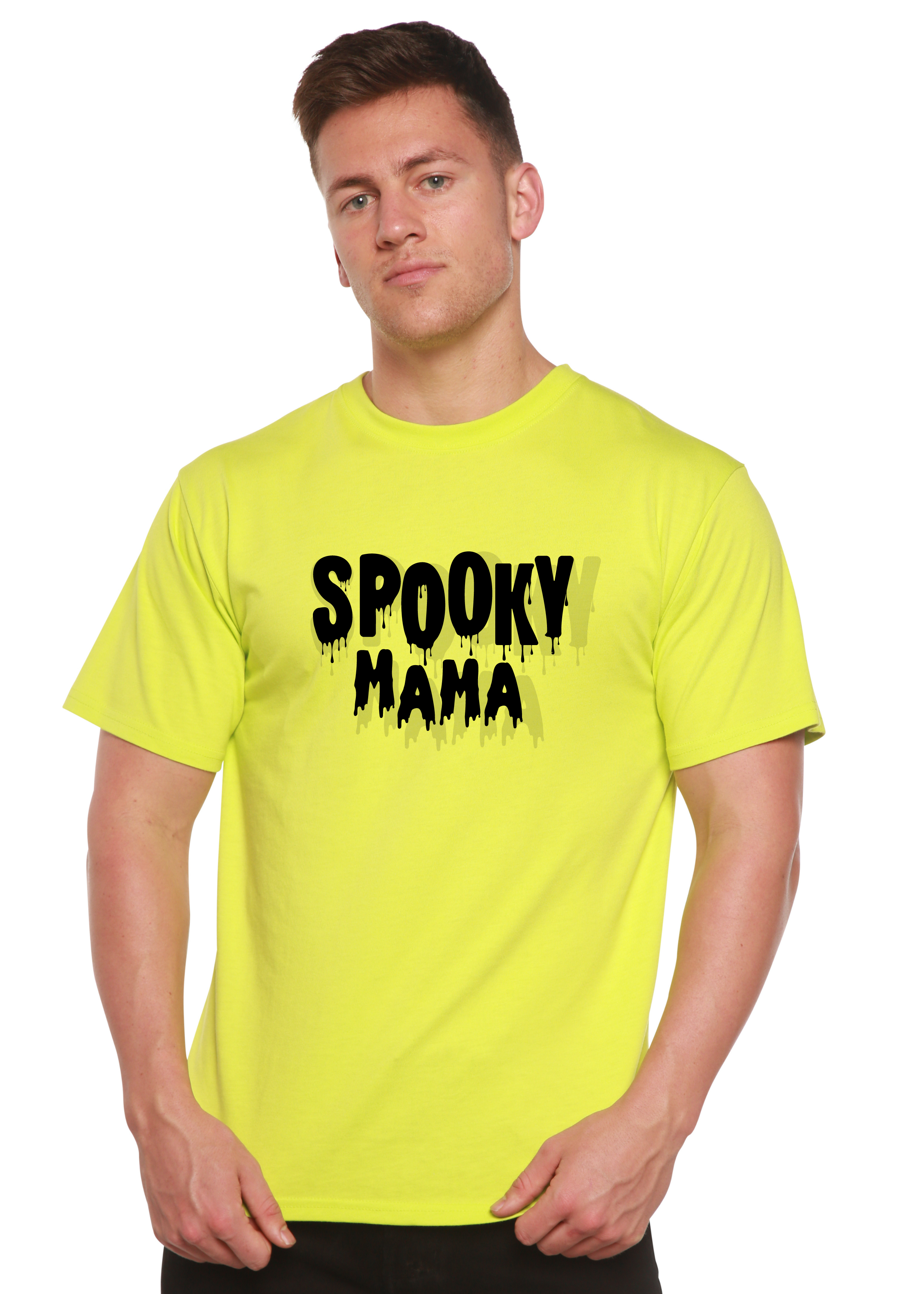 Camiseta gráfica de manga corta de bambú/algodón orgánico para hombre "Spooky Mama Halloween"