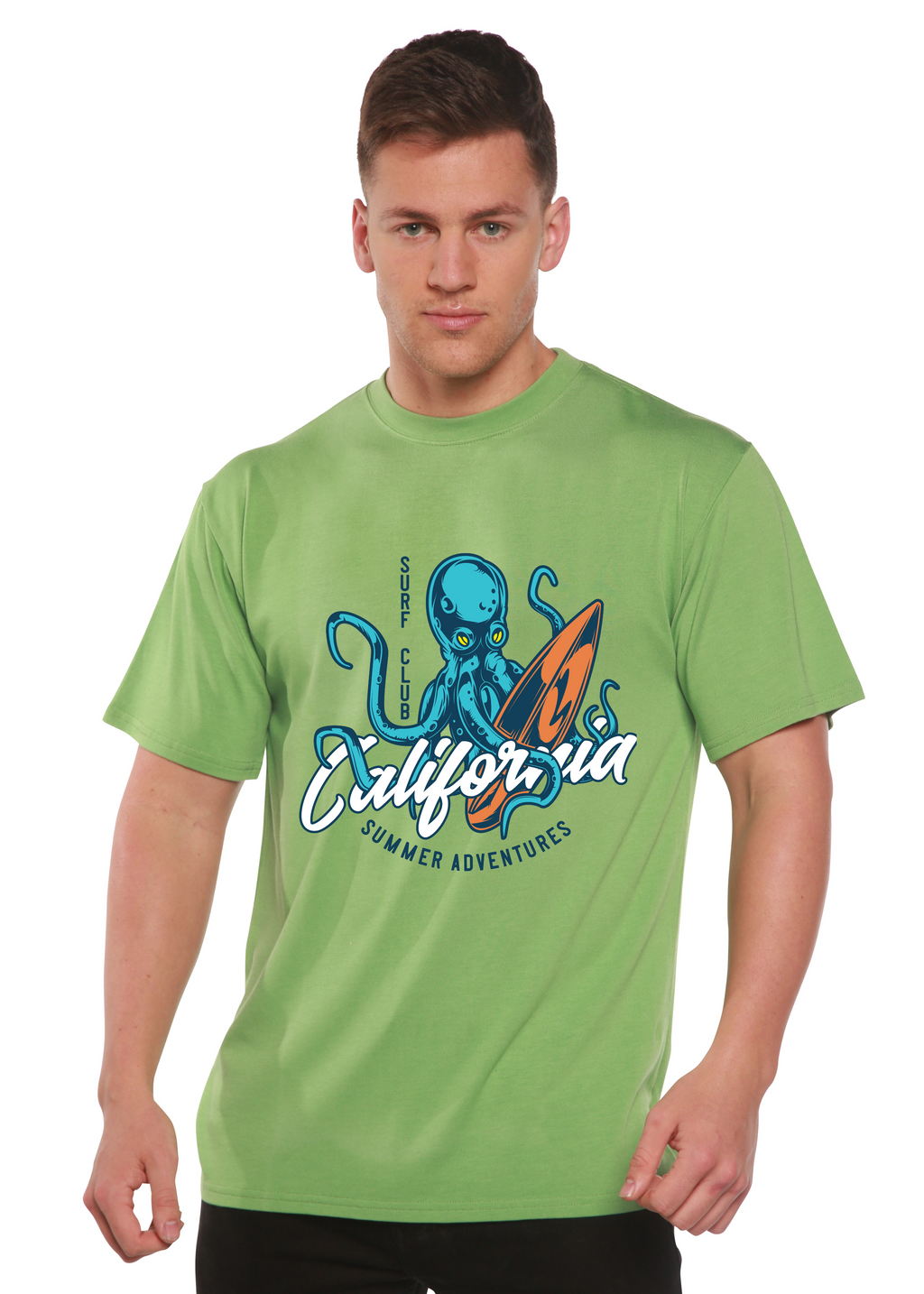Camiseta gráfica de manga corta de bambú/algodón orgánico para hombre "California Summer Adventures"