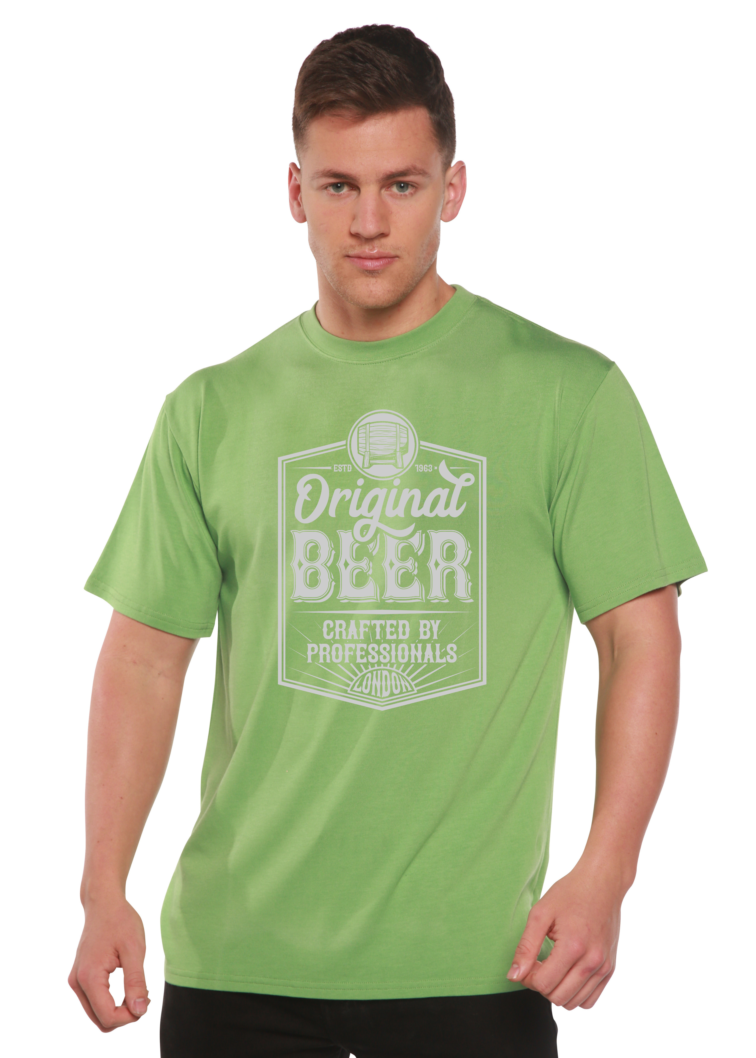 Camiseta gráfica de manga corta de bambú/algodón orgánico para hombre Original Beer
