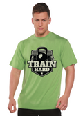Camiseta gráfica de manga corta de bambú-viscosa/algodón orgánico para hombre "Entrena duro"