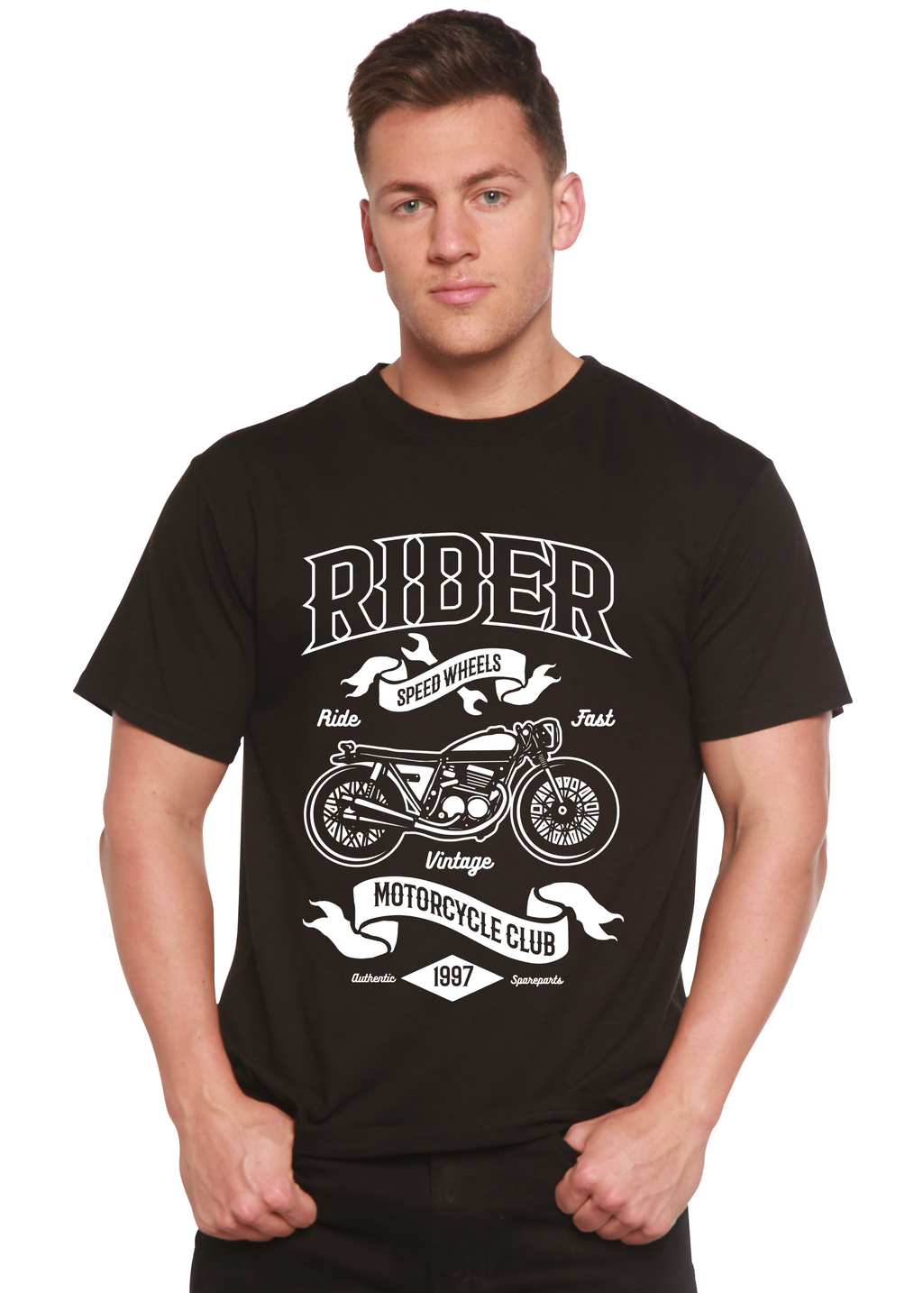 Camiseta gráfica de manga corta Rider Spun Bamboo® de viscosa de bambú/algodón orgánico para hombre