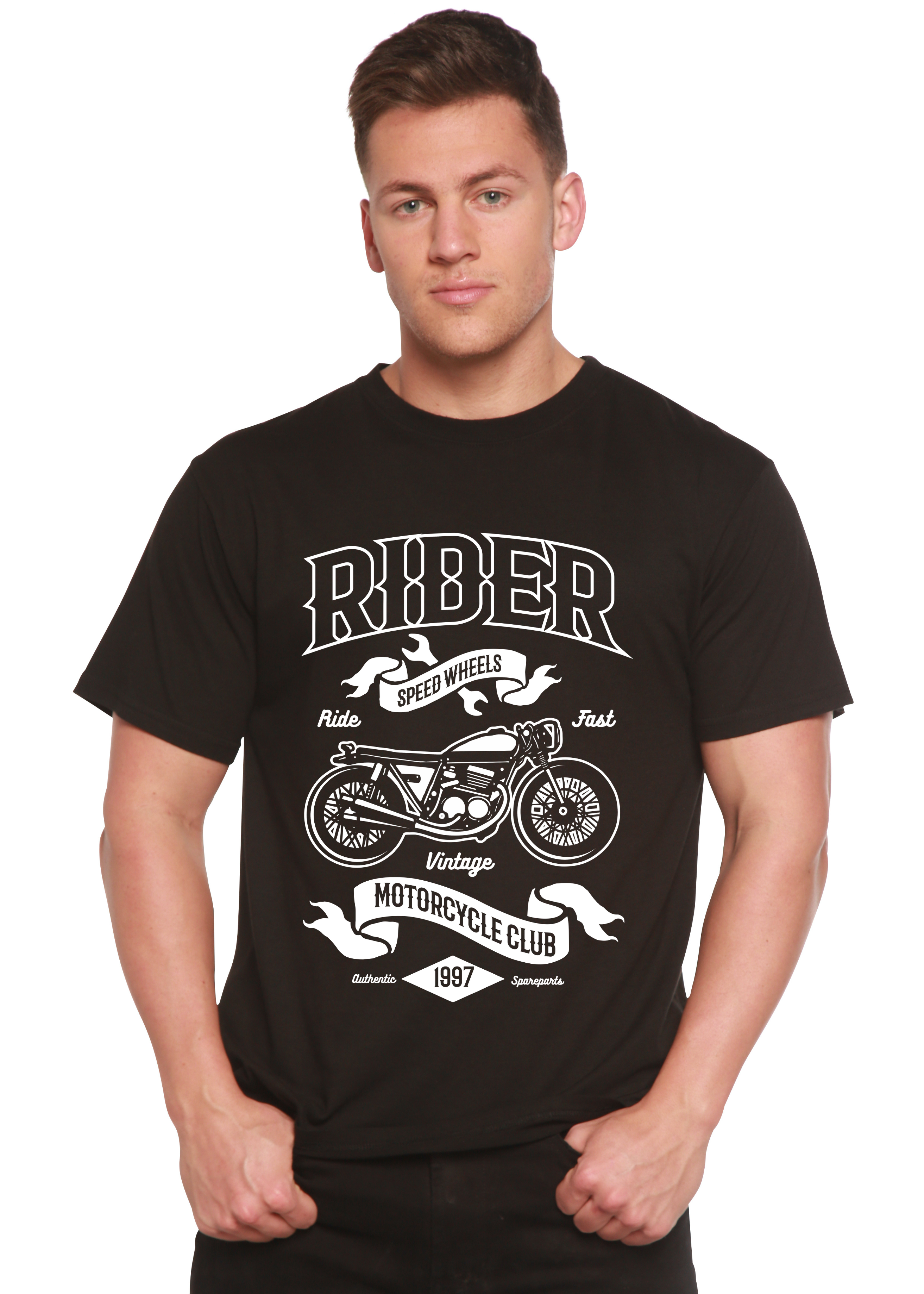 Camiseta gráfica de manga corta Rider Spun Bamboo® de viscosa de bambú/algodón orgánico para hombre