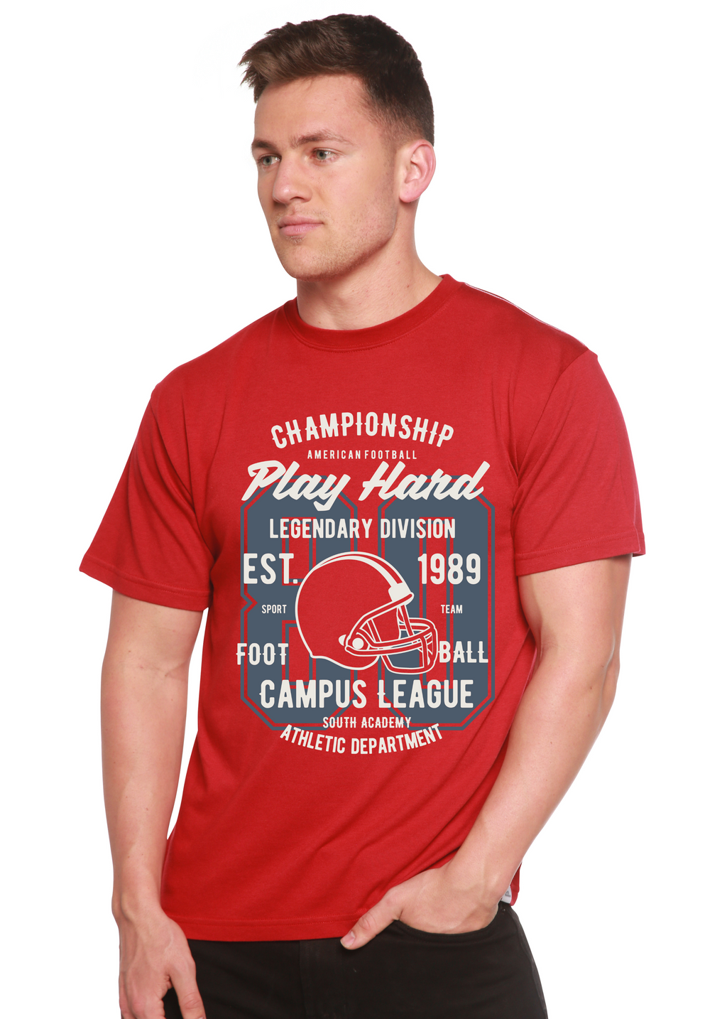 Play Hard Spun Bamboo® Camiseta Gráfica de Manga Corta para Hombre de Viscosa de Bambú/Algodón Orgánico