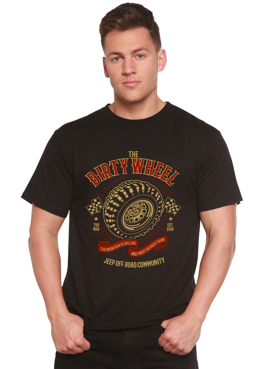 Camiseta Gráfica de Manga Corta de Viscosa de Bambú/Algodón Orgánico para Hombre Dirty Wheel Spun Bamboo®
