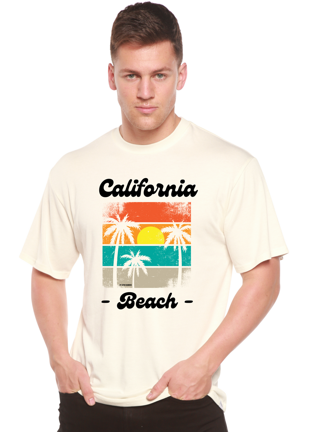 Camiseta gráfica de manga corta de viscosa de bambú y algodón orgánico California Beach unisex