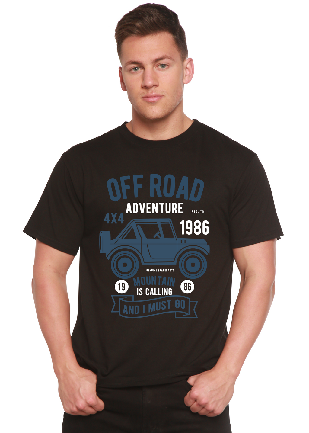 Camiseta gráfica de manga corta de bambú/algodón orgánico Spun Bamboo® para hombre - Aventura todoterreno