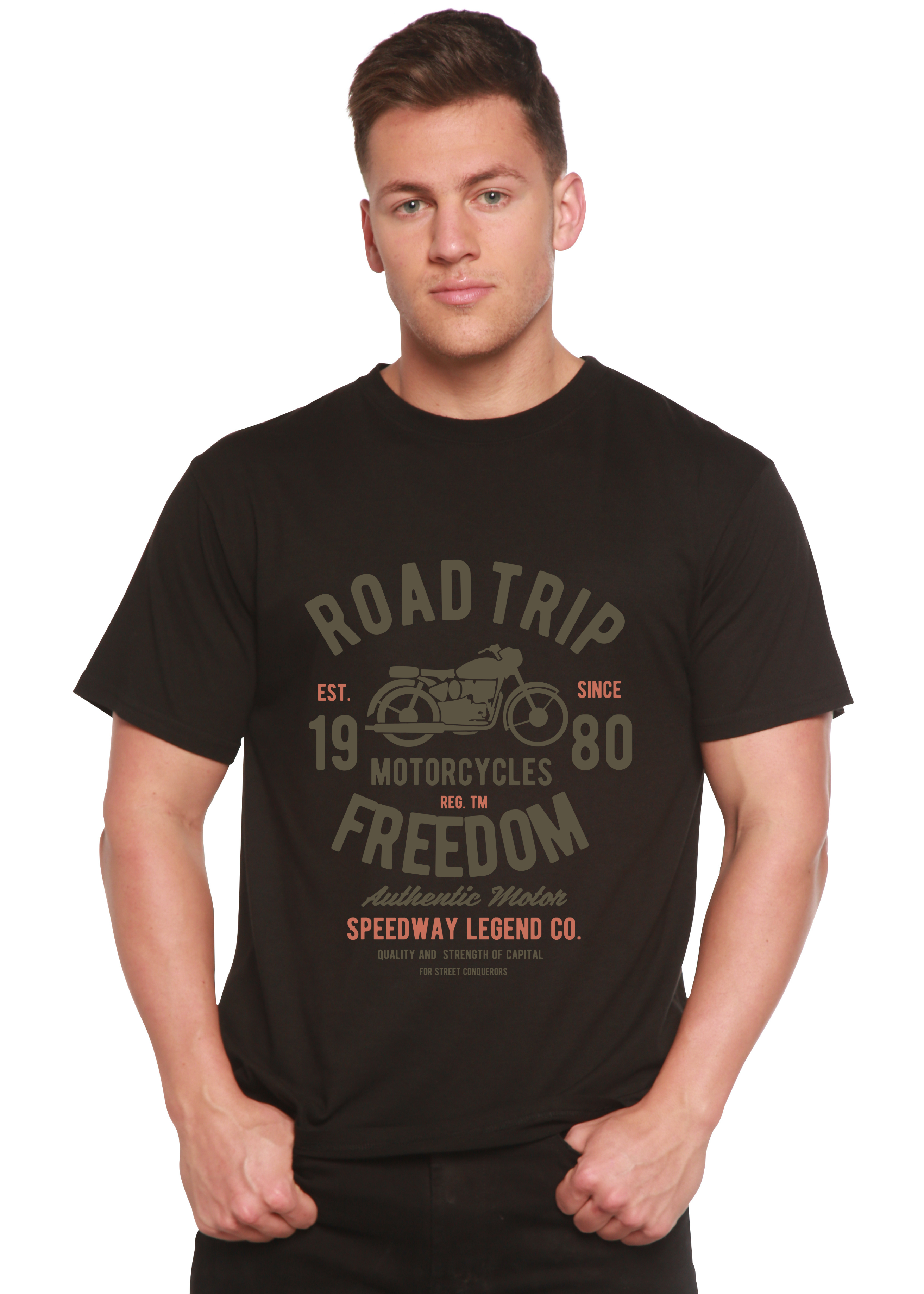Camiseta gráfica de manga corta Road Trip Spun Bamboo® de viscosa de bambú/algodón orgánico para hombre