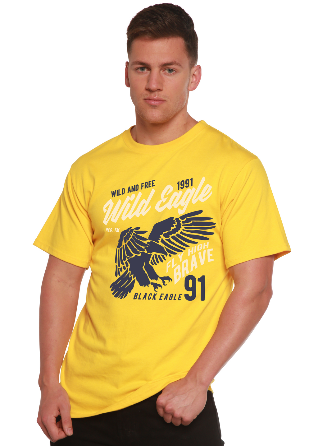 Camiseta de manga corta con gráficos para hombre Wild Eagle Spun Bamboo® de viscosa de bambú/algodón orgánico