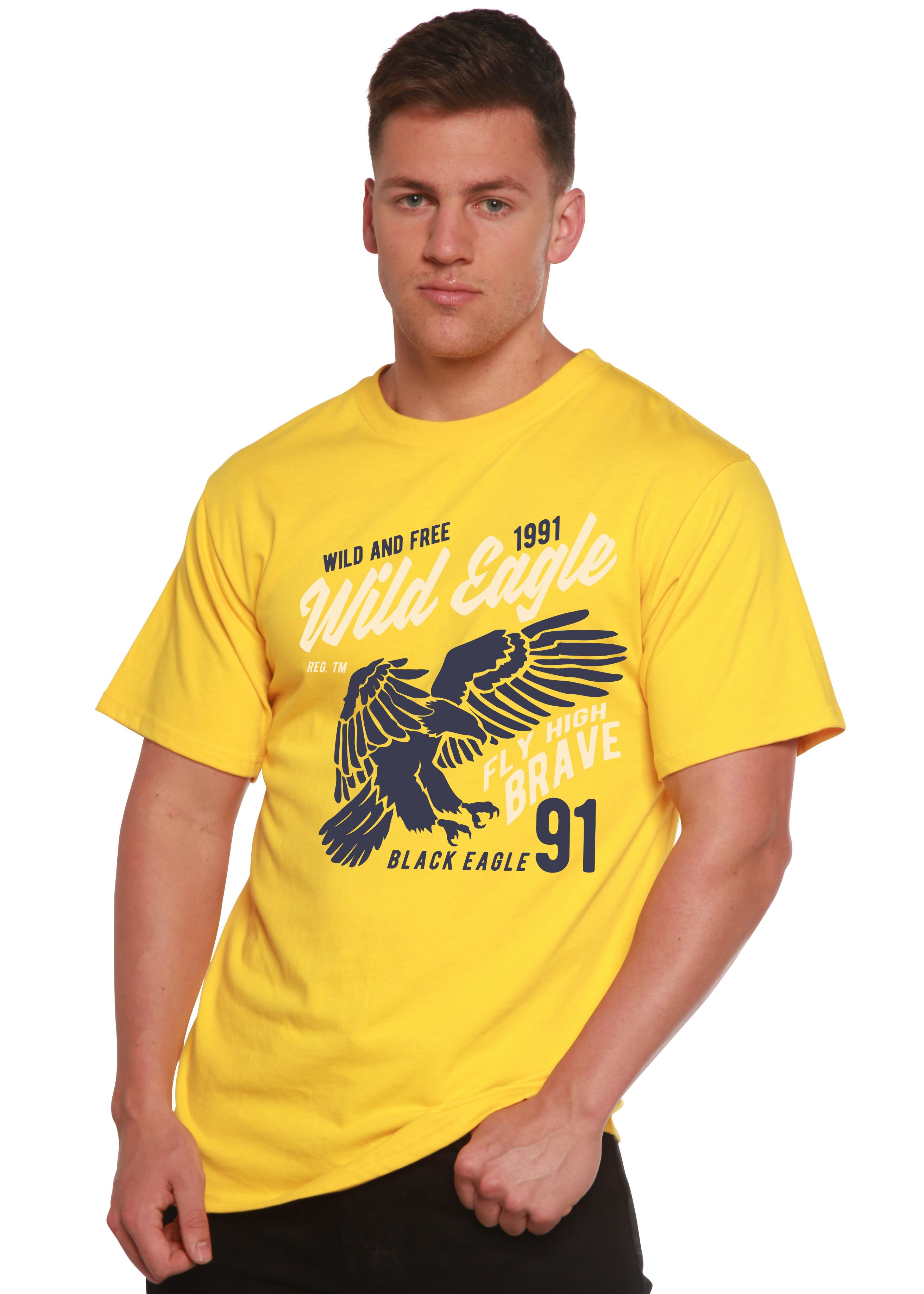 Camiseta de manga corta con gráficos para hombre Wild Eagle Spun Bamboo® de viscosa de bambú/algodón orgánico