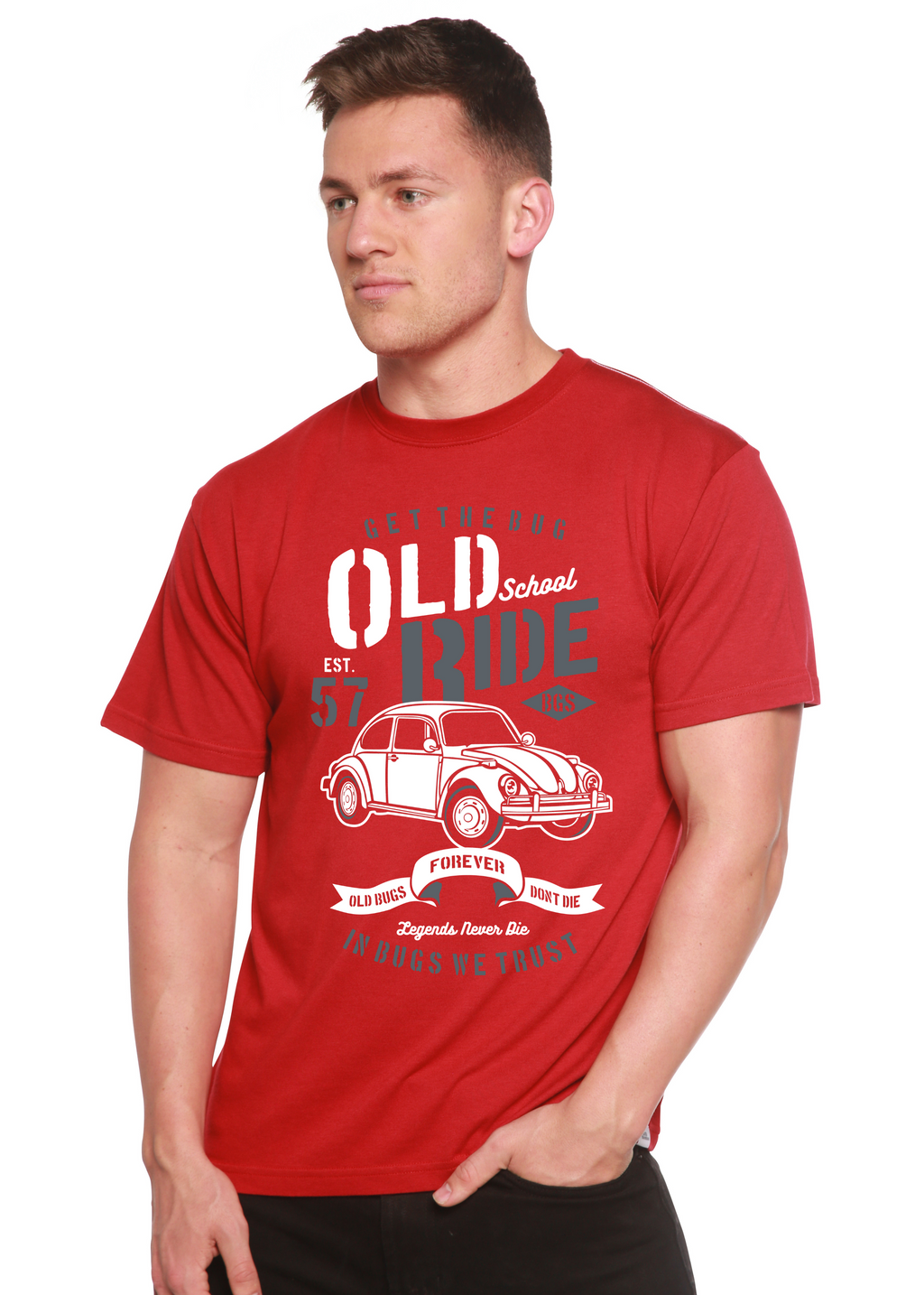 Camiseta gráfica de manga corta para hombre Old School Ride Spun Bamboo® de viscosa de bambú/algodón orgánico