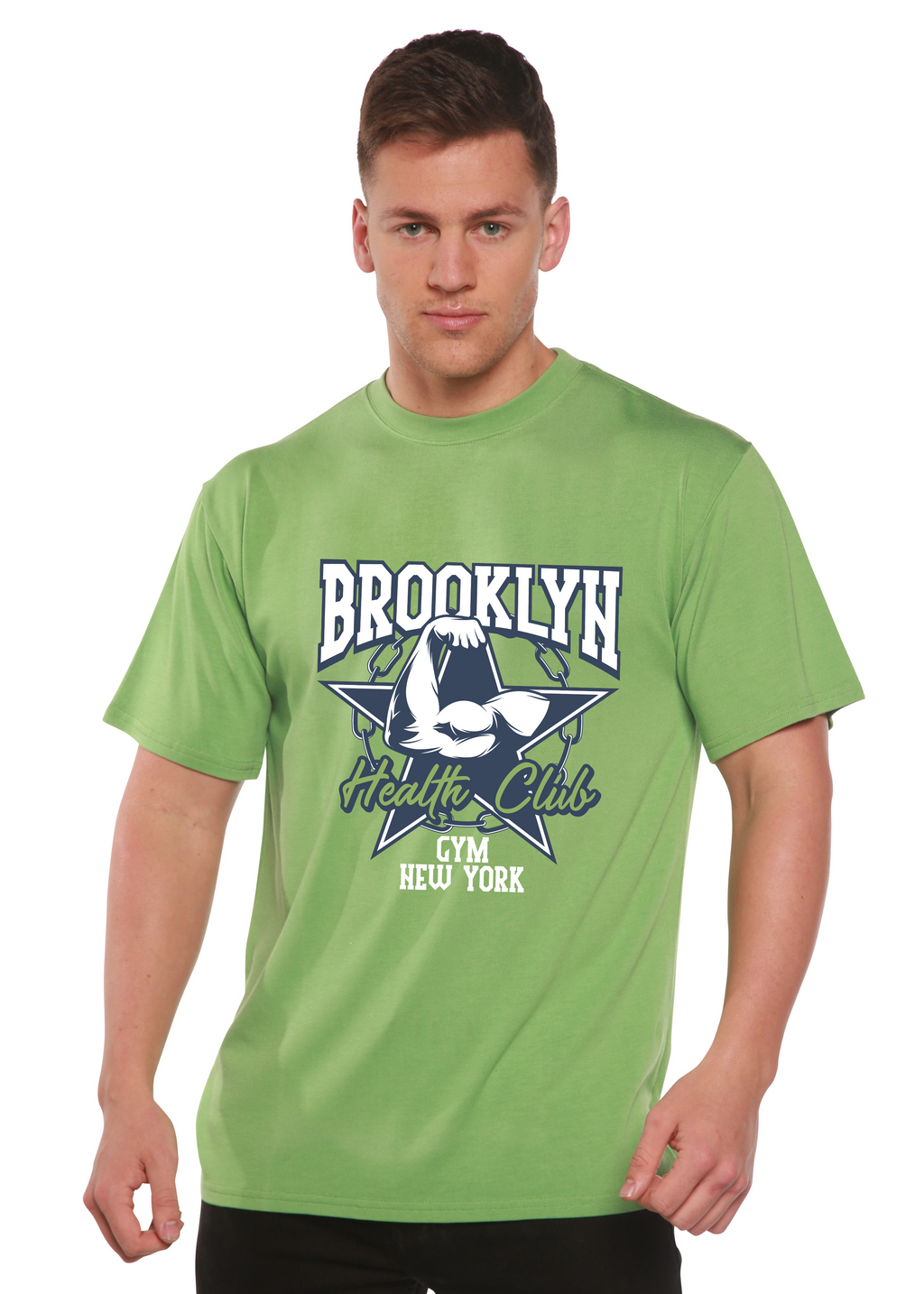 Camiseta gráfica de manga corta de bambú/algodón orgánico Brooklyn Health Club para hombre