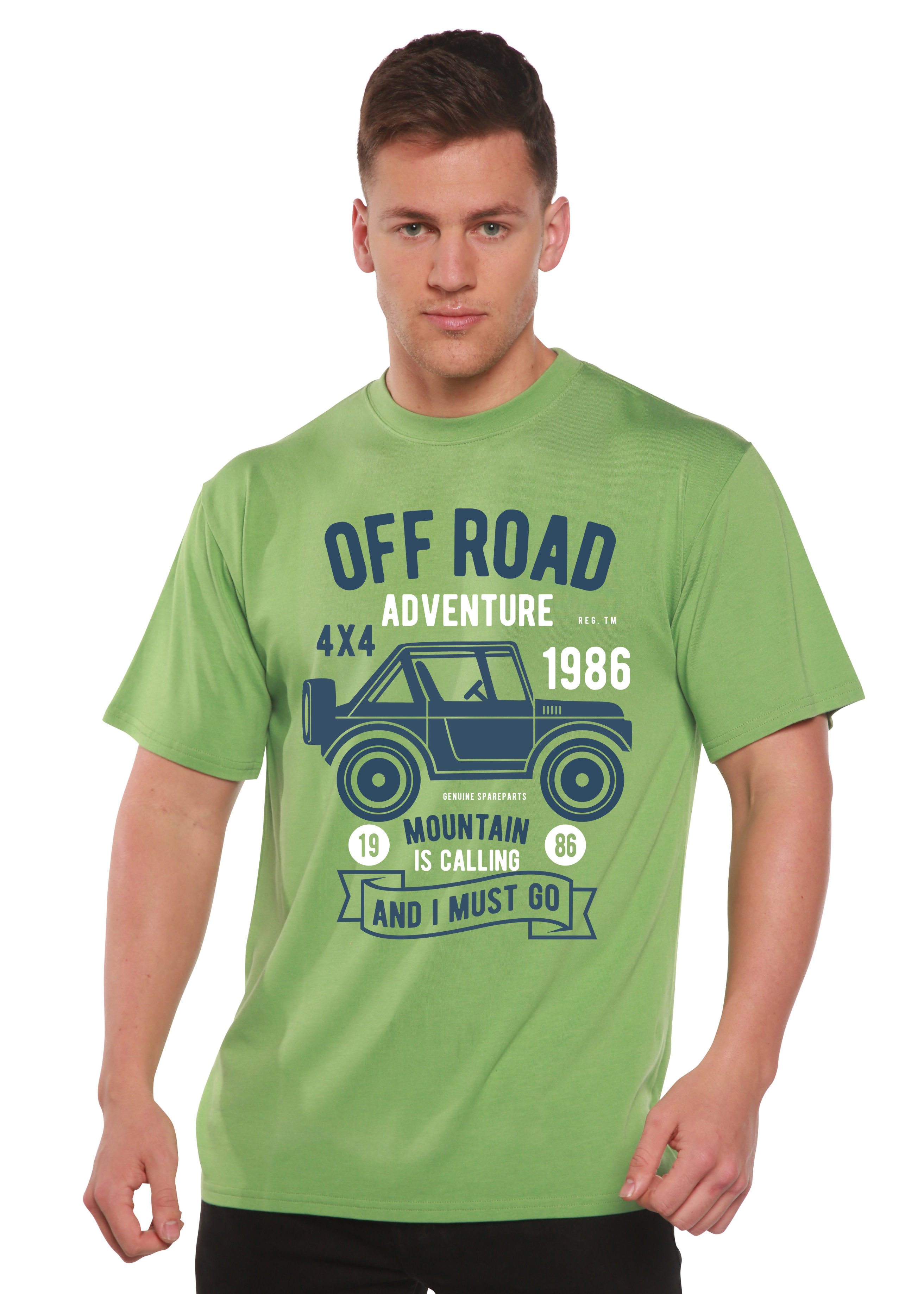 Camiseta gráfica de manga corta de bambú/algodón orgánico Spun Bamboo® para hombre - Aventura todoterreno