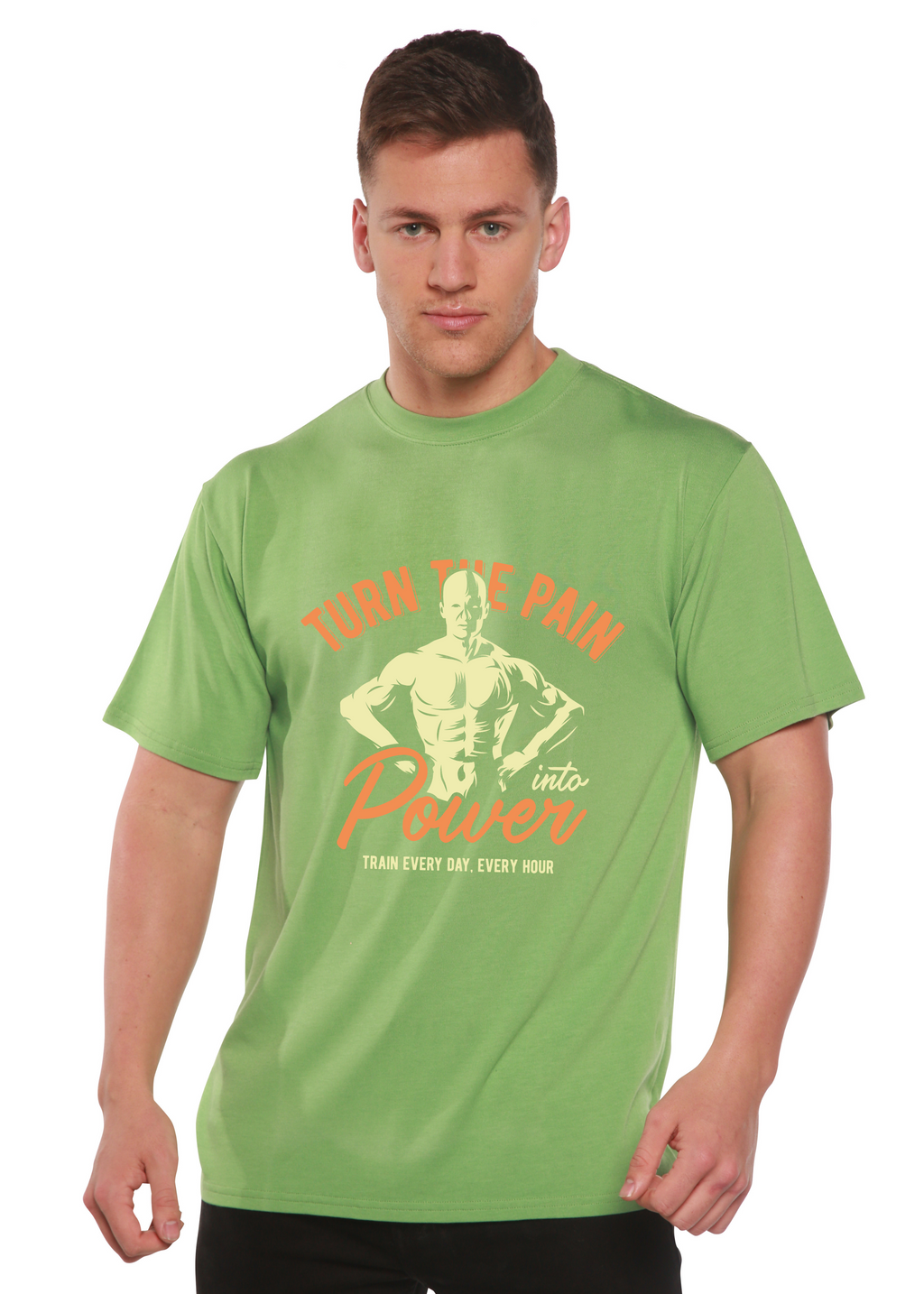 Camiseta gráfica de manga corta de bambú/algodón orgánico para hombre "Turn The Pain"