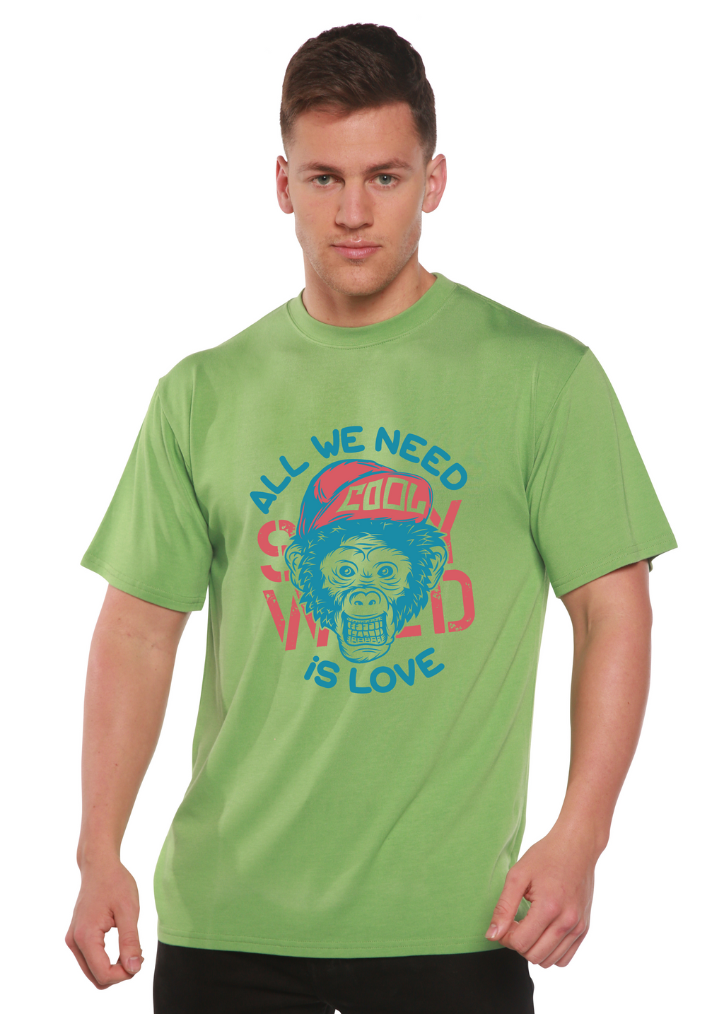 Camiseta Gráfica de Manga Corta para Hombre de Viscosa de Bambú/Algodón Orgánico "All We Need is Love"