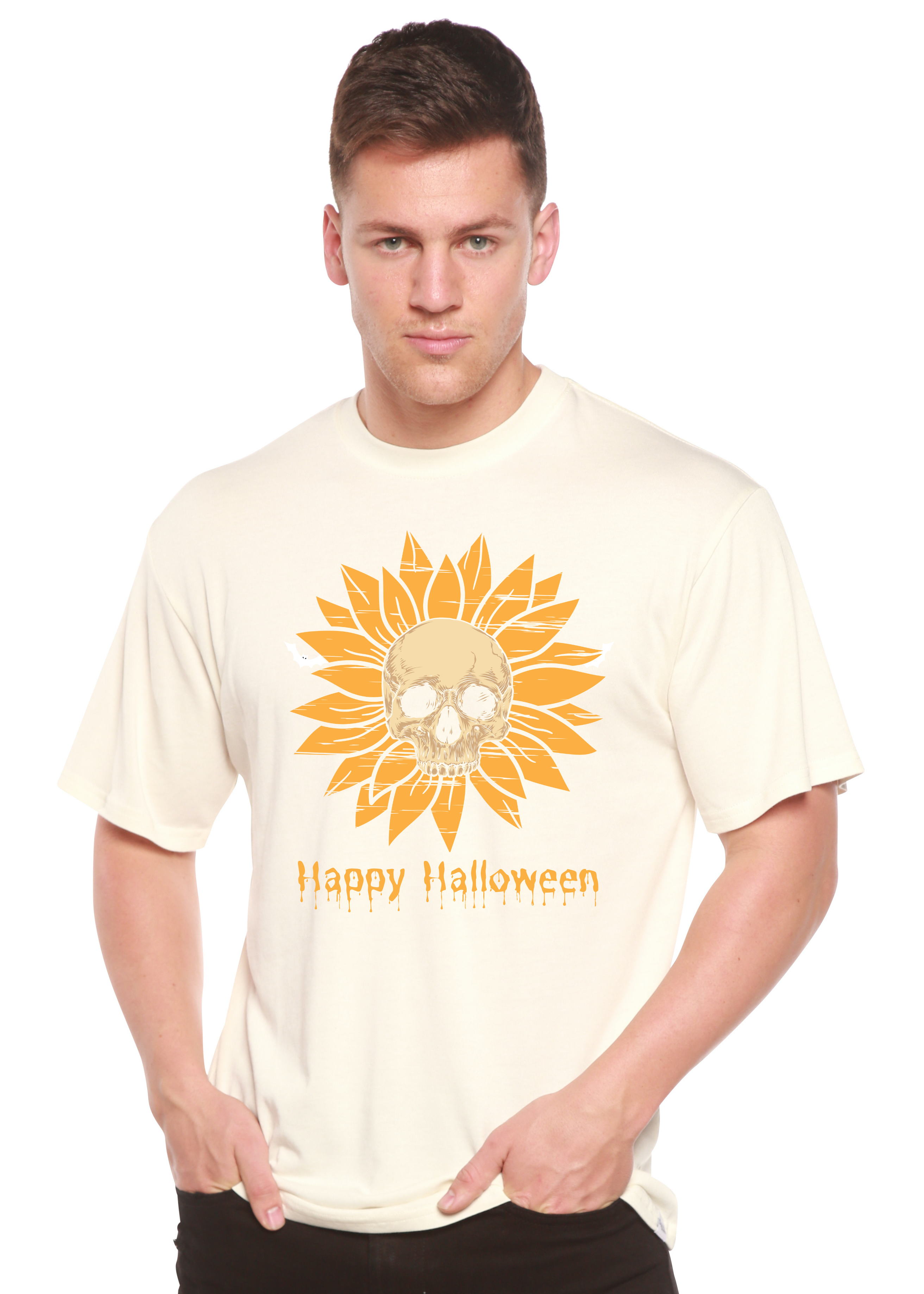 Camiseta gráfica de manga corta de viscosa de bambú/algodón orgánico para hombre del Día de Halloween