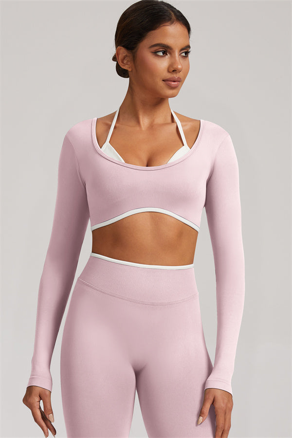 Conjunto de 2 piezas Elevate de leggings y top corto de manga larga