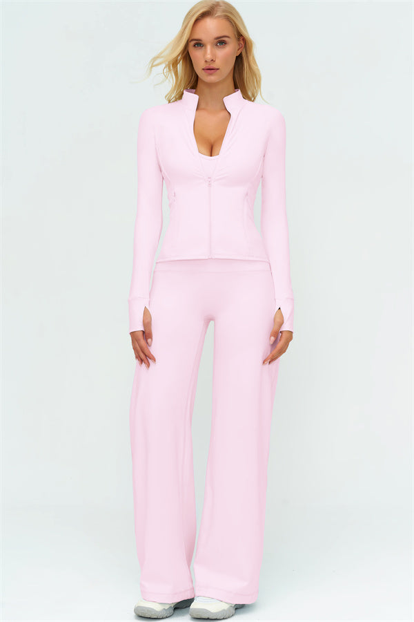 Conjunto de dos piezas de chaqueta Twirl con cremallera y pantalón de pierna recta