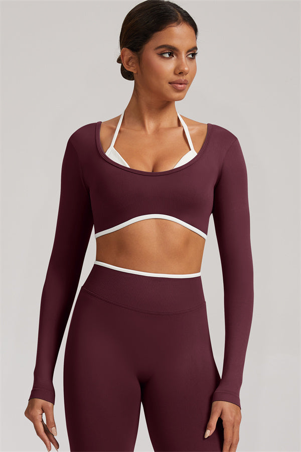 Conjunto de 2 piezas Elevate de leggings y top corto de manga larga