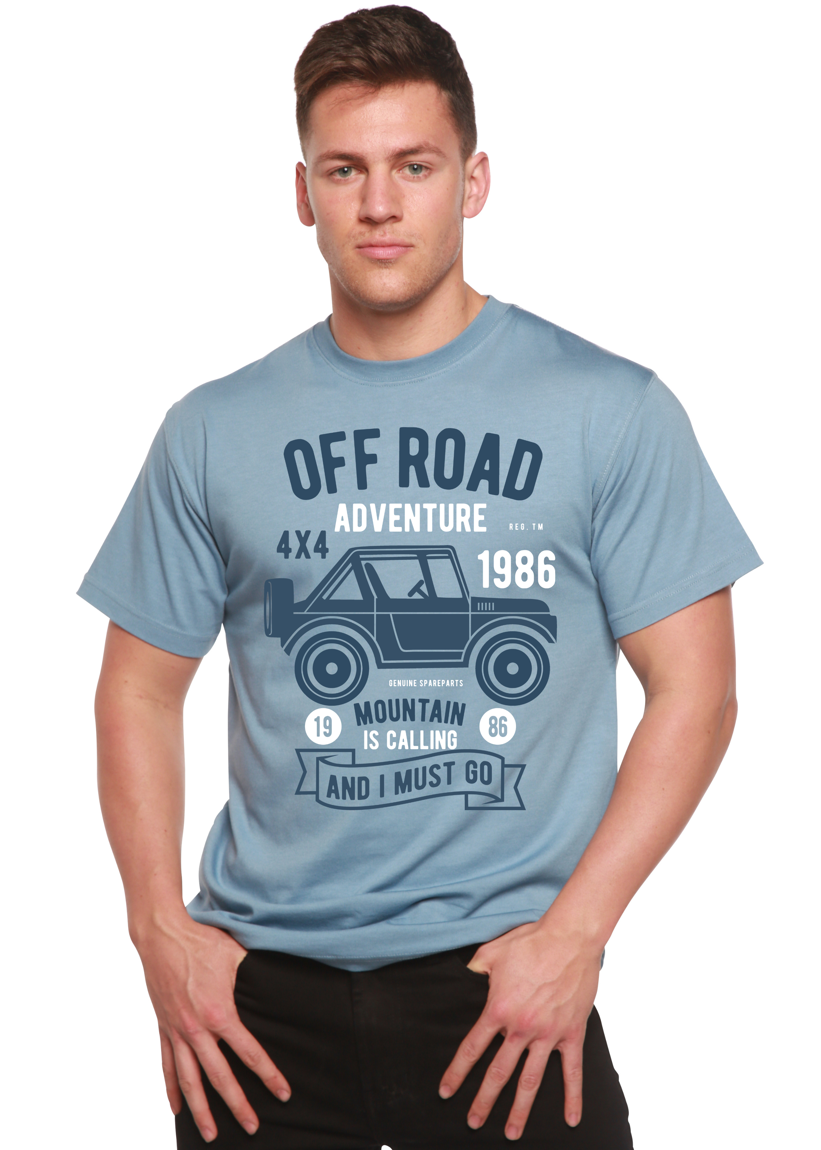 Camiseta gráfica de manga corta de bambú/algodón orgánico Spun Bamboo® para hombre - Aventura todoterreno