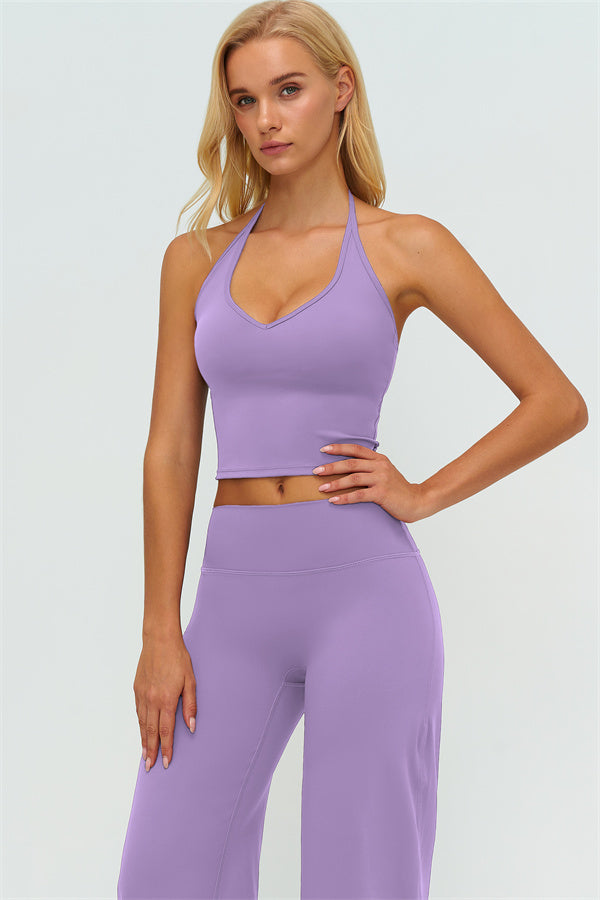 Top Halter Twirl y Pantalones Rectos de 2 Piezas